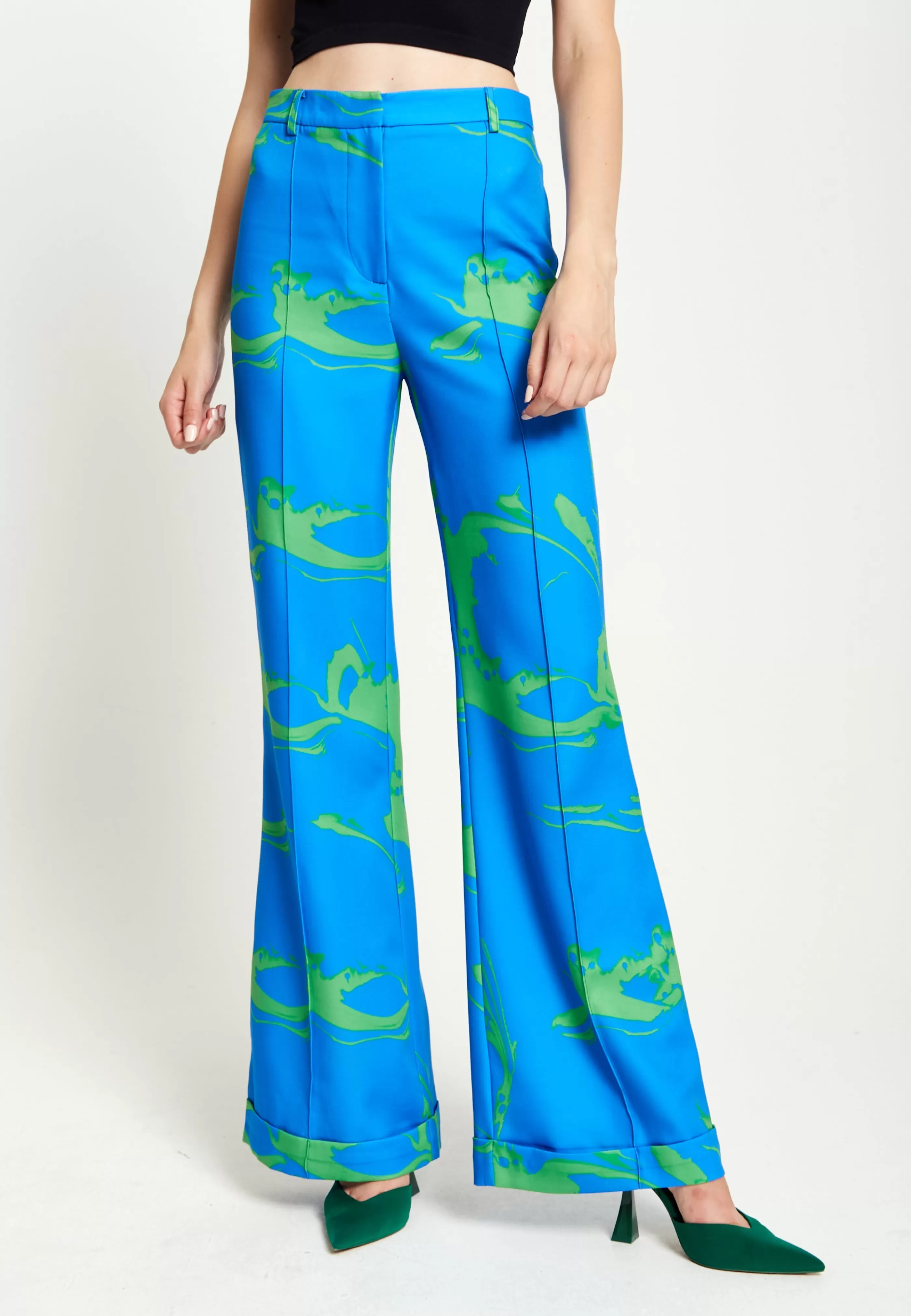 Fashion Marble Print Trouser In And Green Suits | Skirts & Trousers