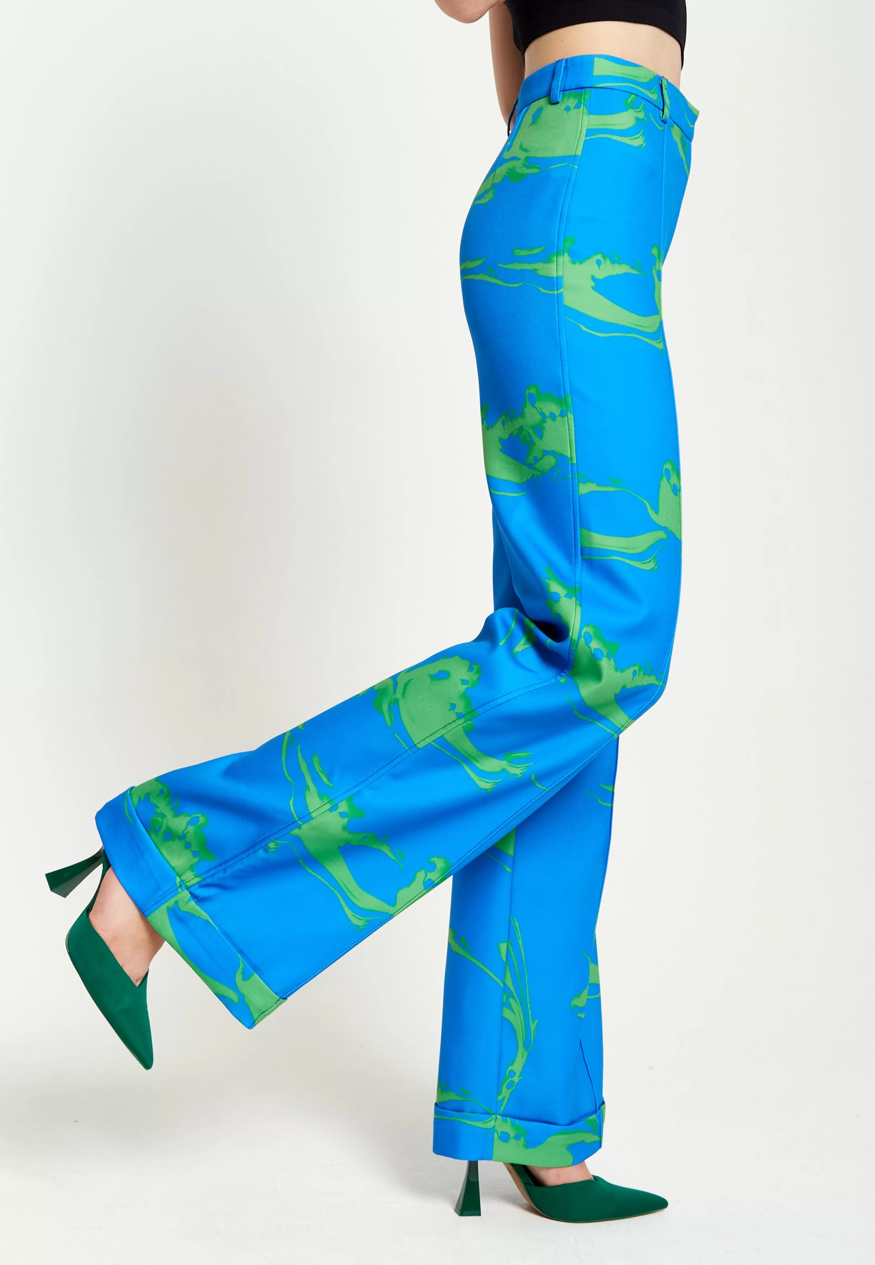 Fashion Marble Print Trouser In And Green Suits | Skirts & Trousers