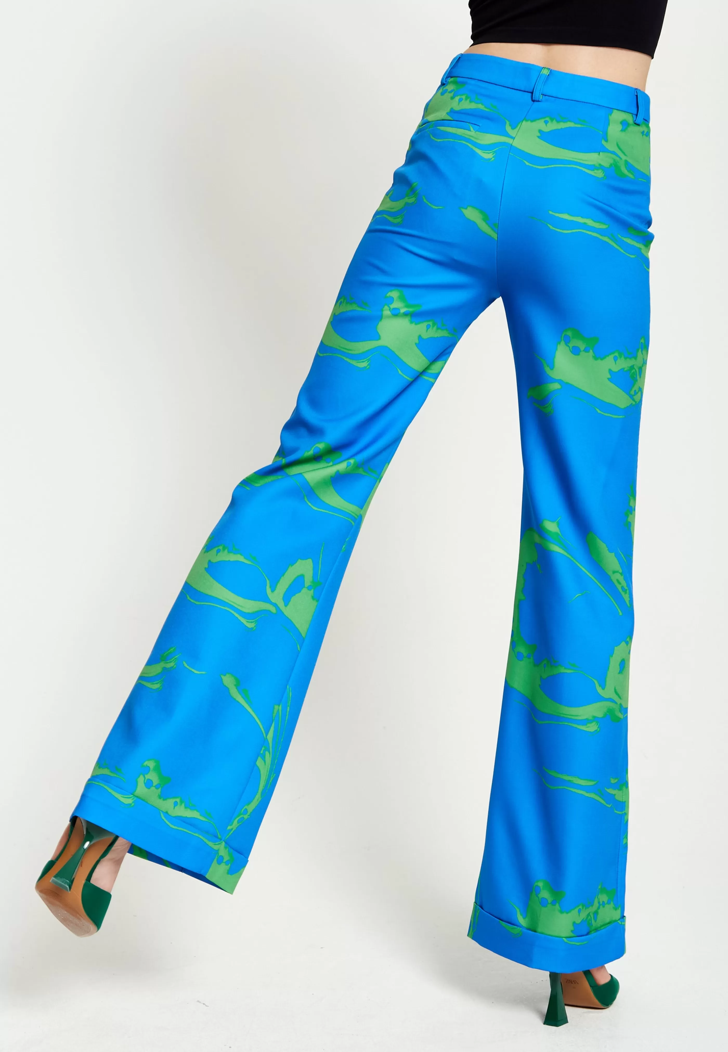 Fashion Marble Print Trouser In And Green Suits | Skirts & Trousers