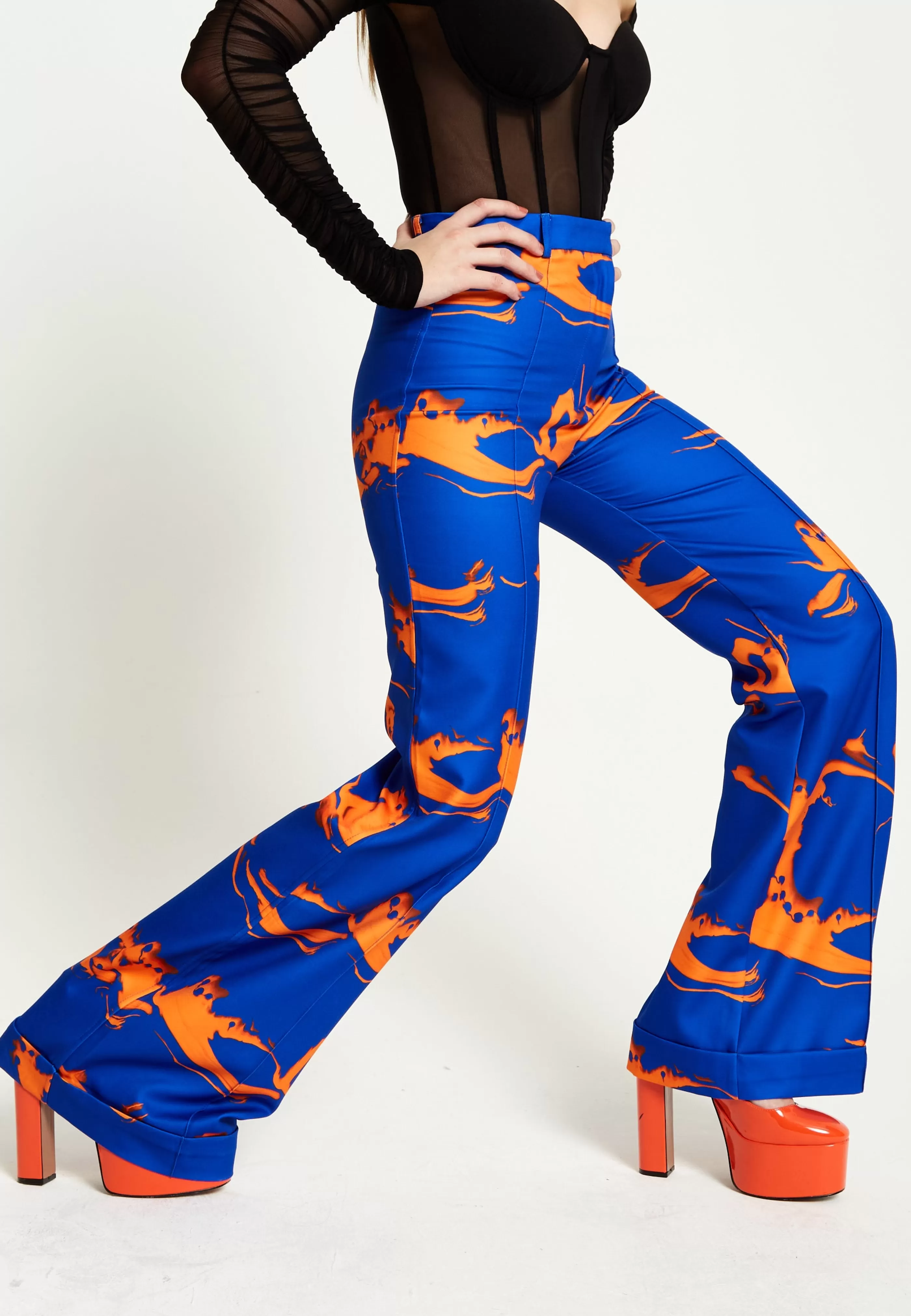 New Marble Print Trousers In And Orange Suits | Skirts & Trousers