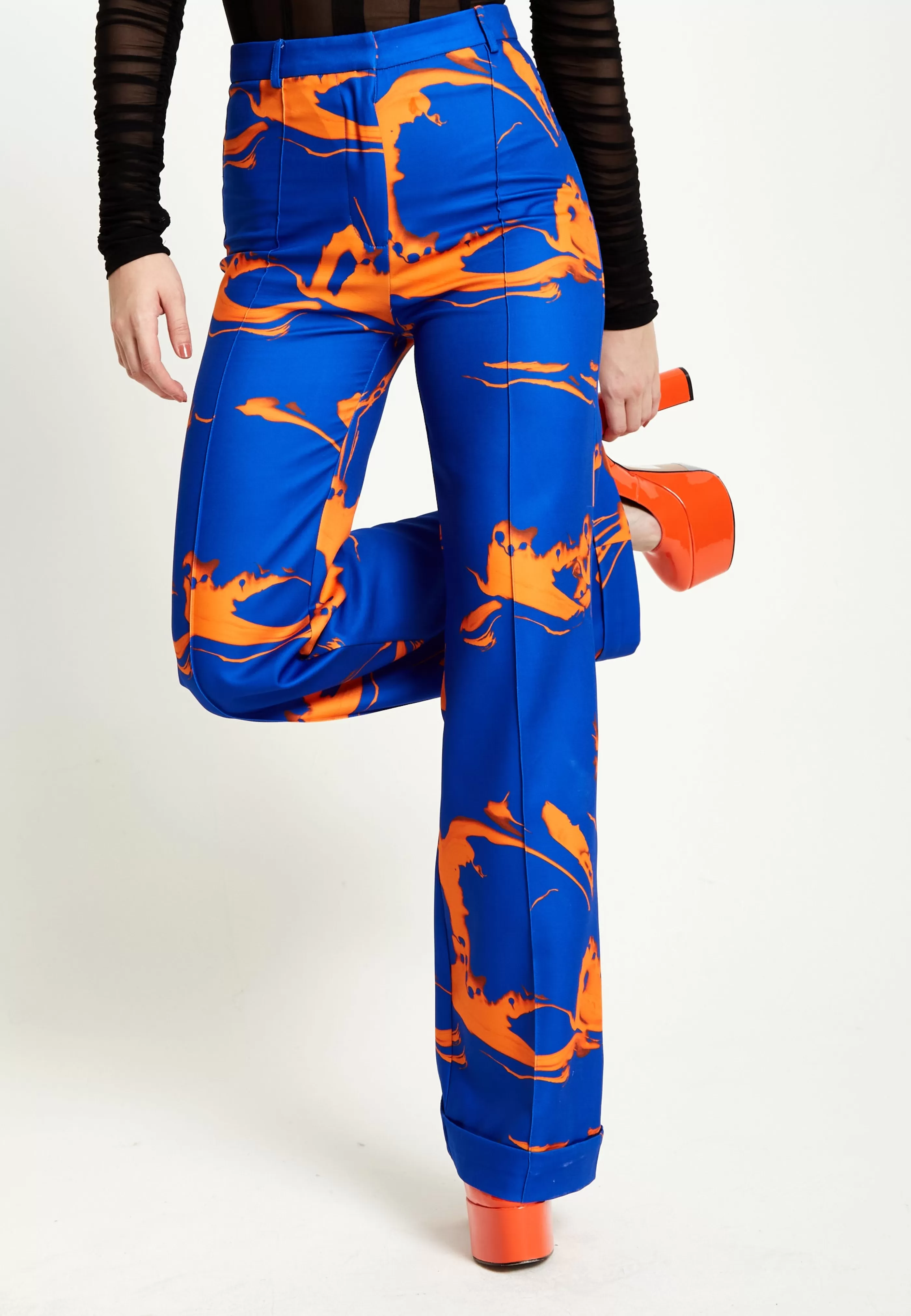 New Marble Print Trousers In And Orange Suits | Skirts & Trousers