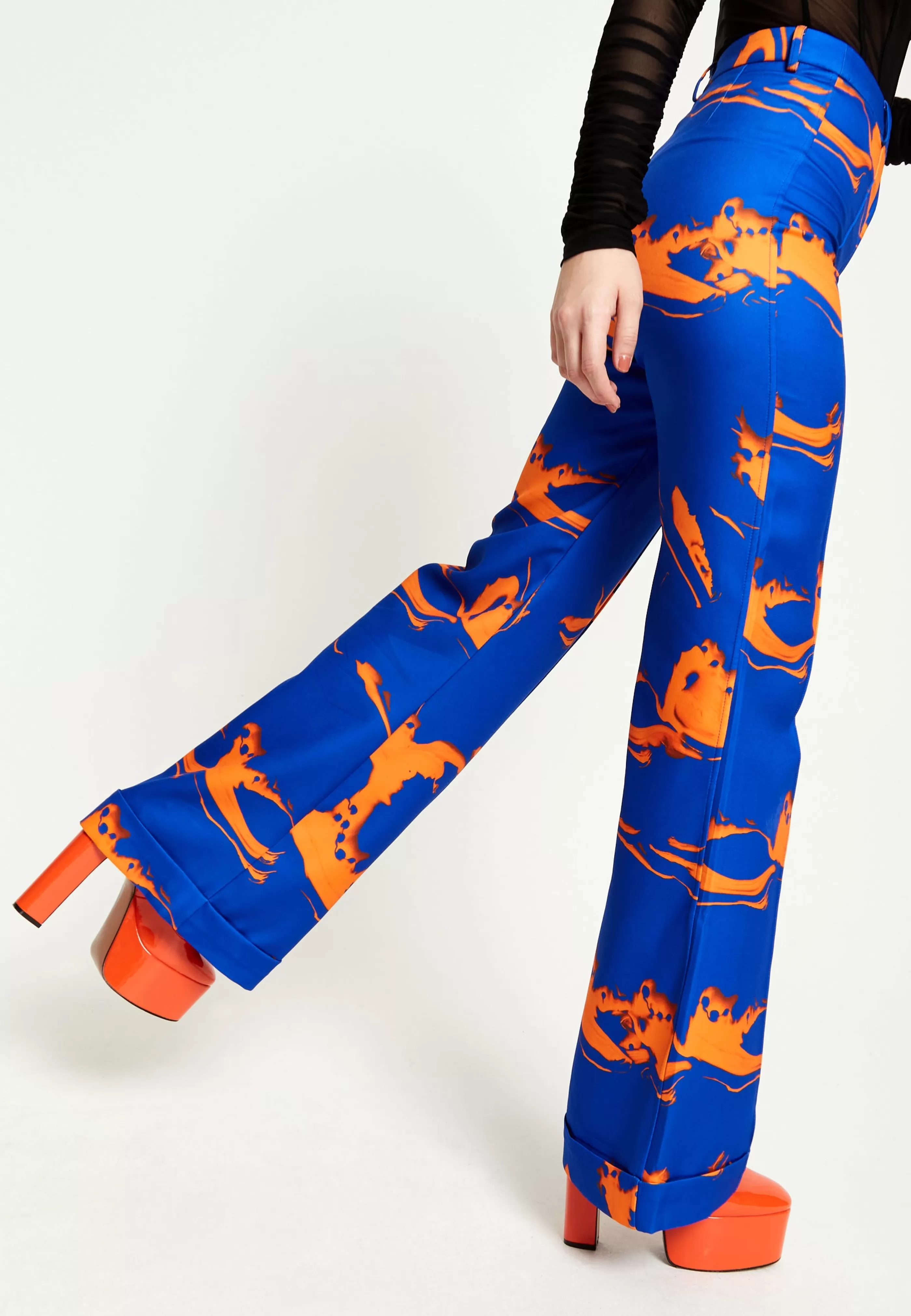 New Marble Print Trousers In And Orange Suits | Skirts & Trousers