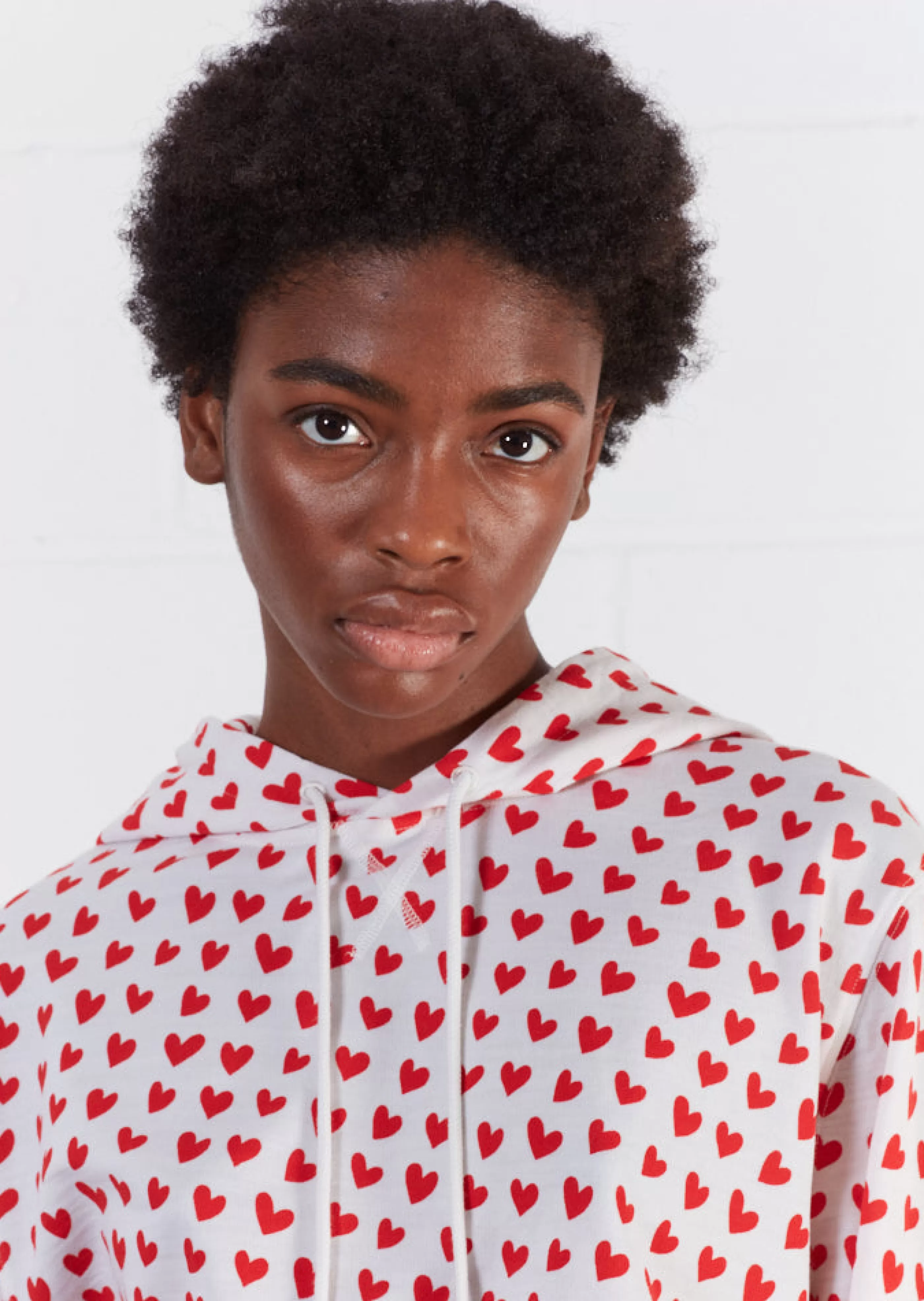 Discount Merino Wool And White Heart Print Hoodie Jumpers & Hoodies