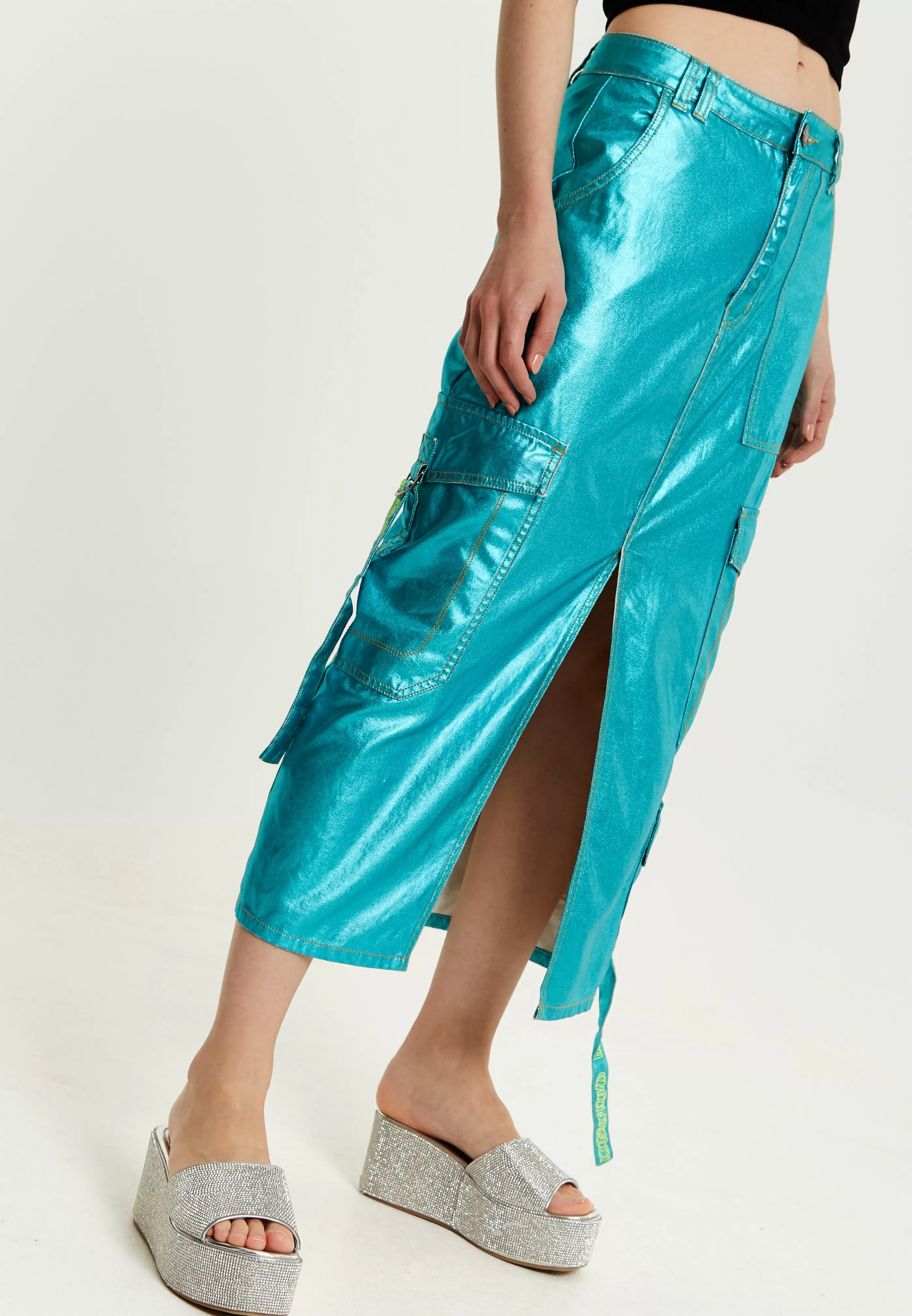 Best Sale Metallic Midi Skirt Skirts & Trousers