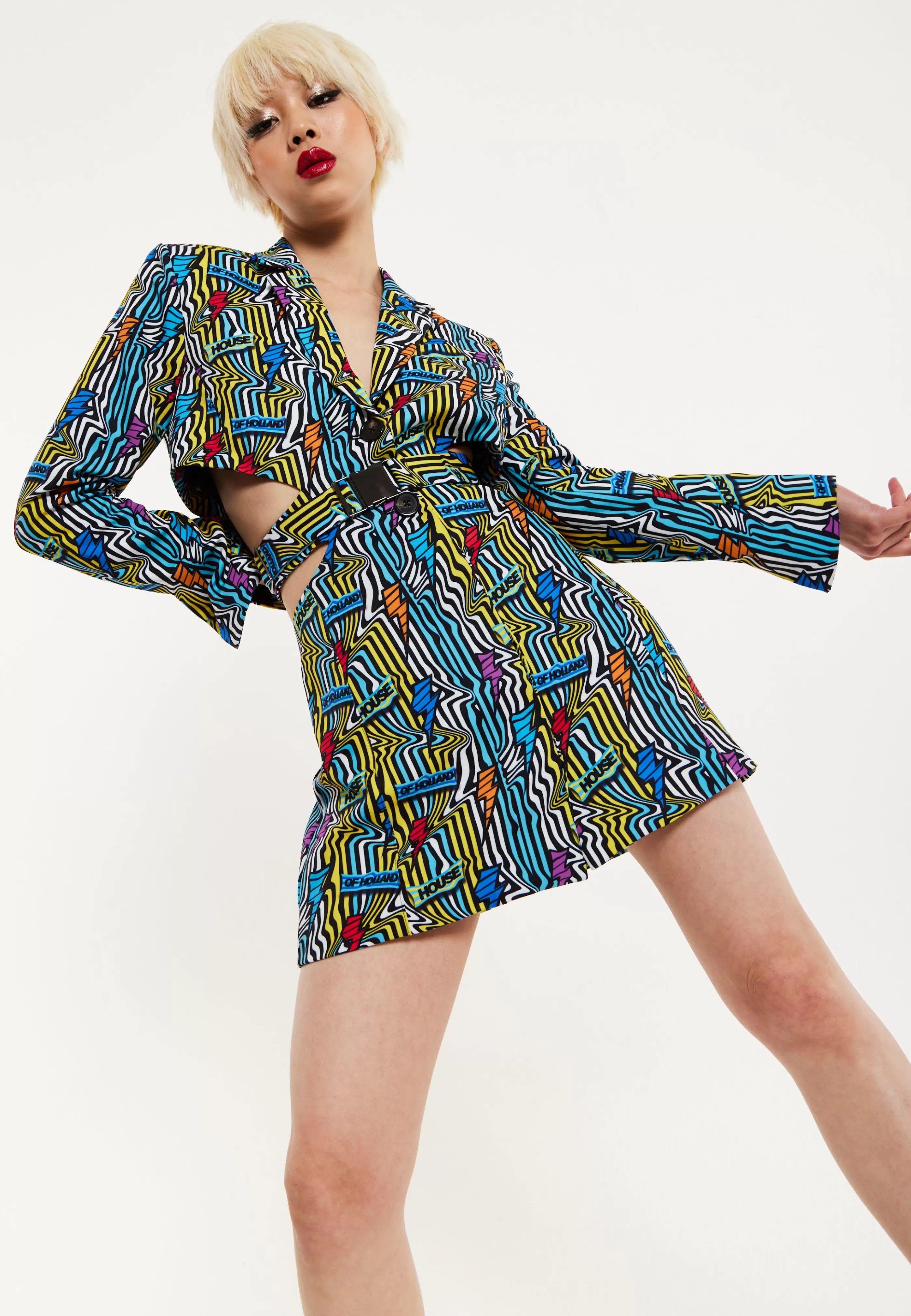 Cheap Mini Jacket Dress Lightning Bolt Print With Buckle Fa Dresses | Dresses