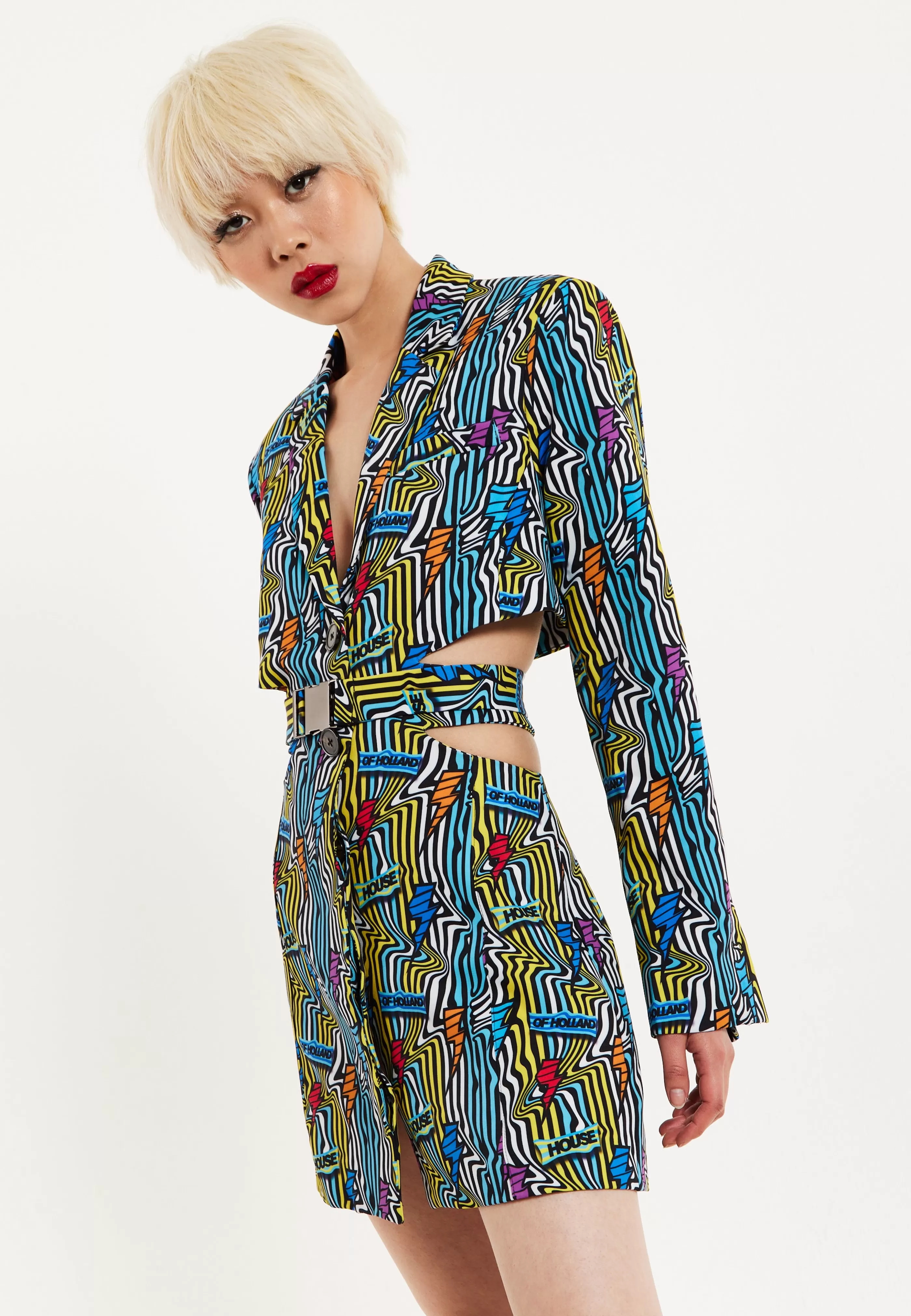 Cheap Mini Jacket Dress Lightning Bolt Print With Buckle Fa Dresses | Dresses