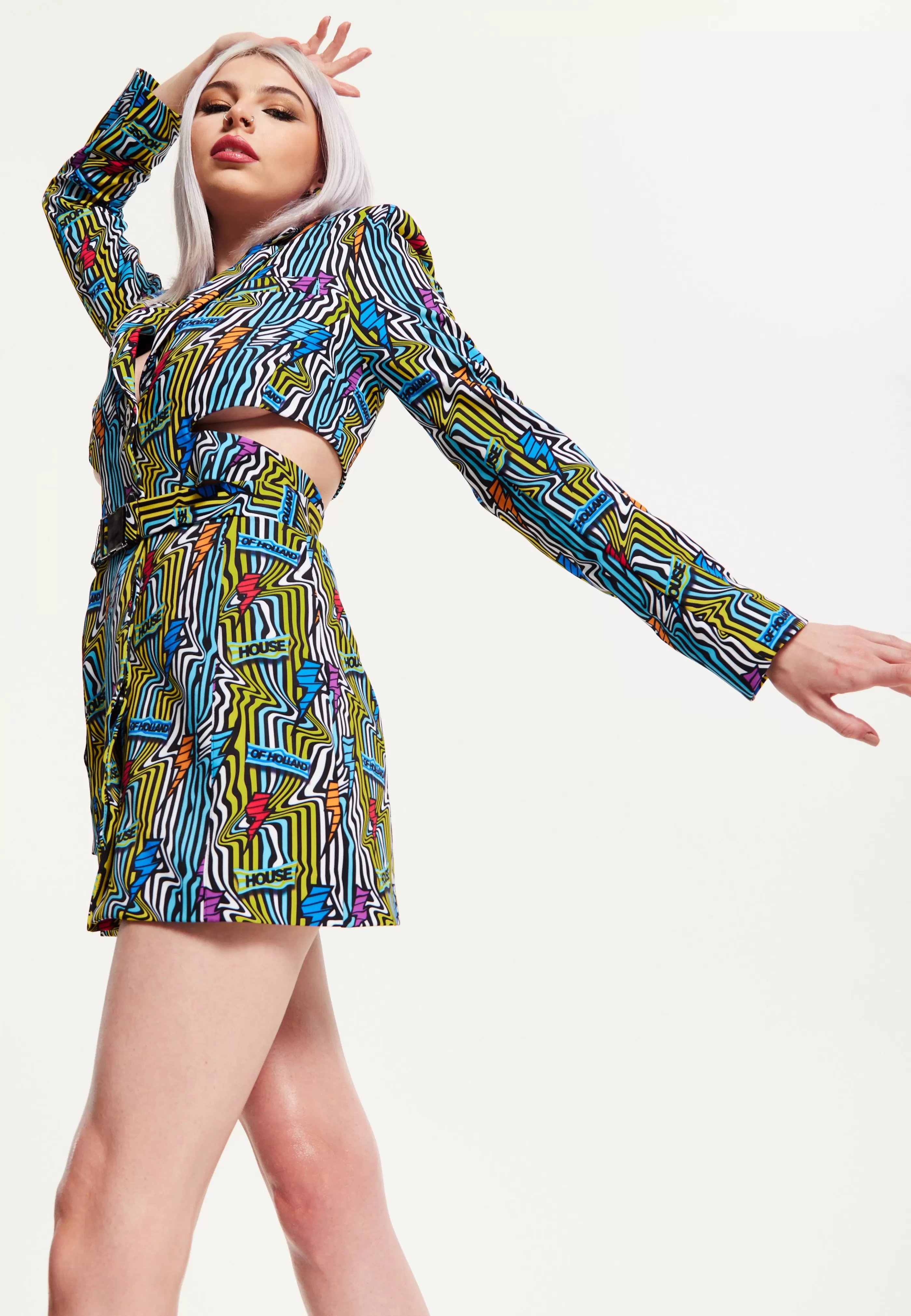 Cheap Mini Jacket Dress Lightning Bolt Print With Buckle Fa Dresses | Dresses
