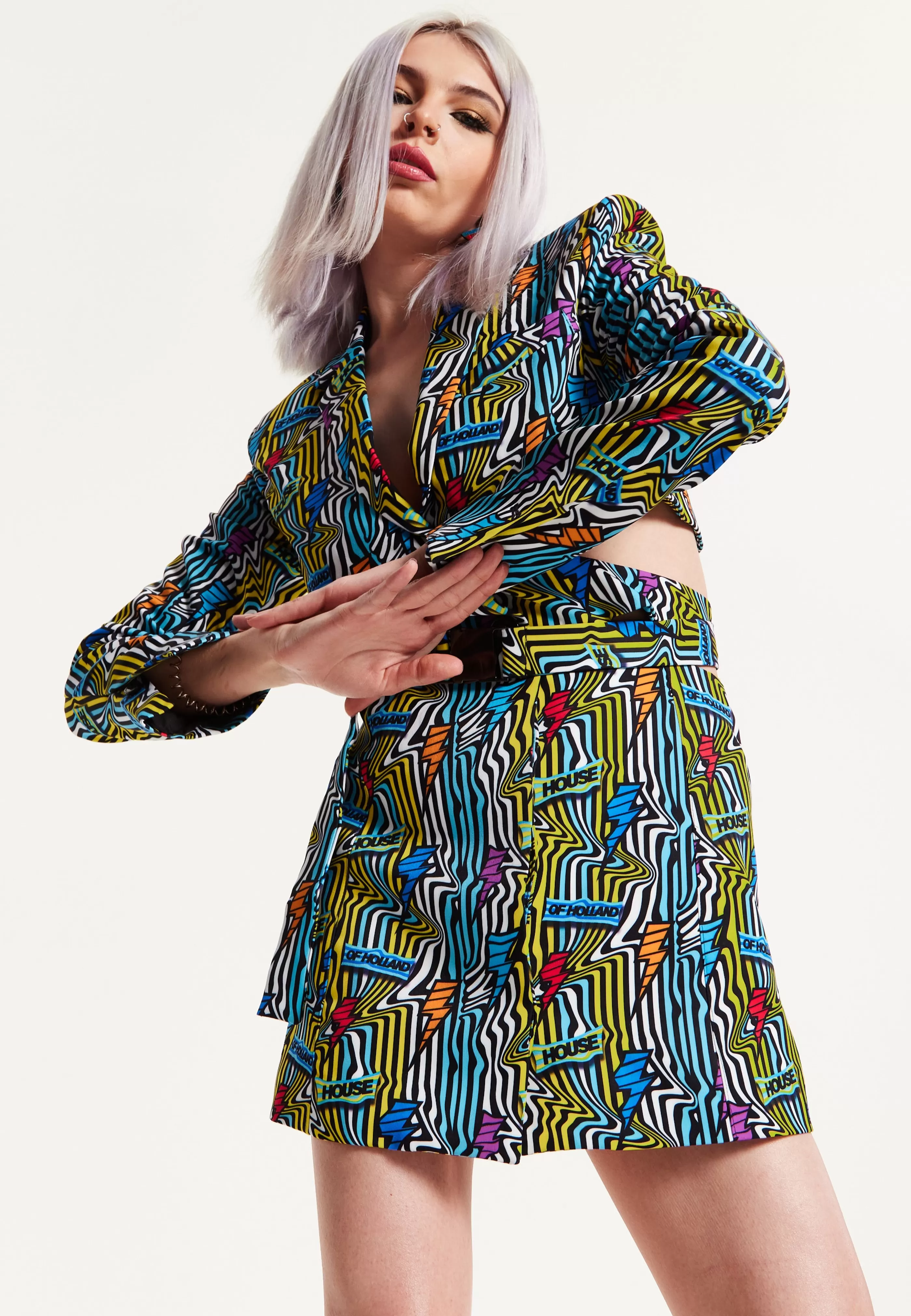 Cheap Mini Jacket Dress Lightning Bolt Print With Buckle Fa Dresses | Dresses
