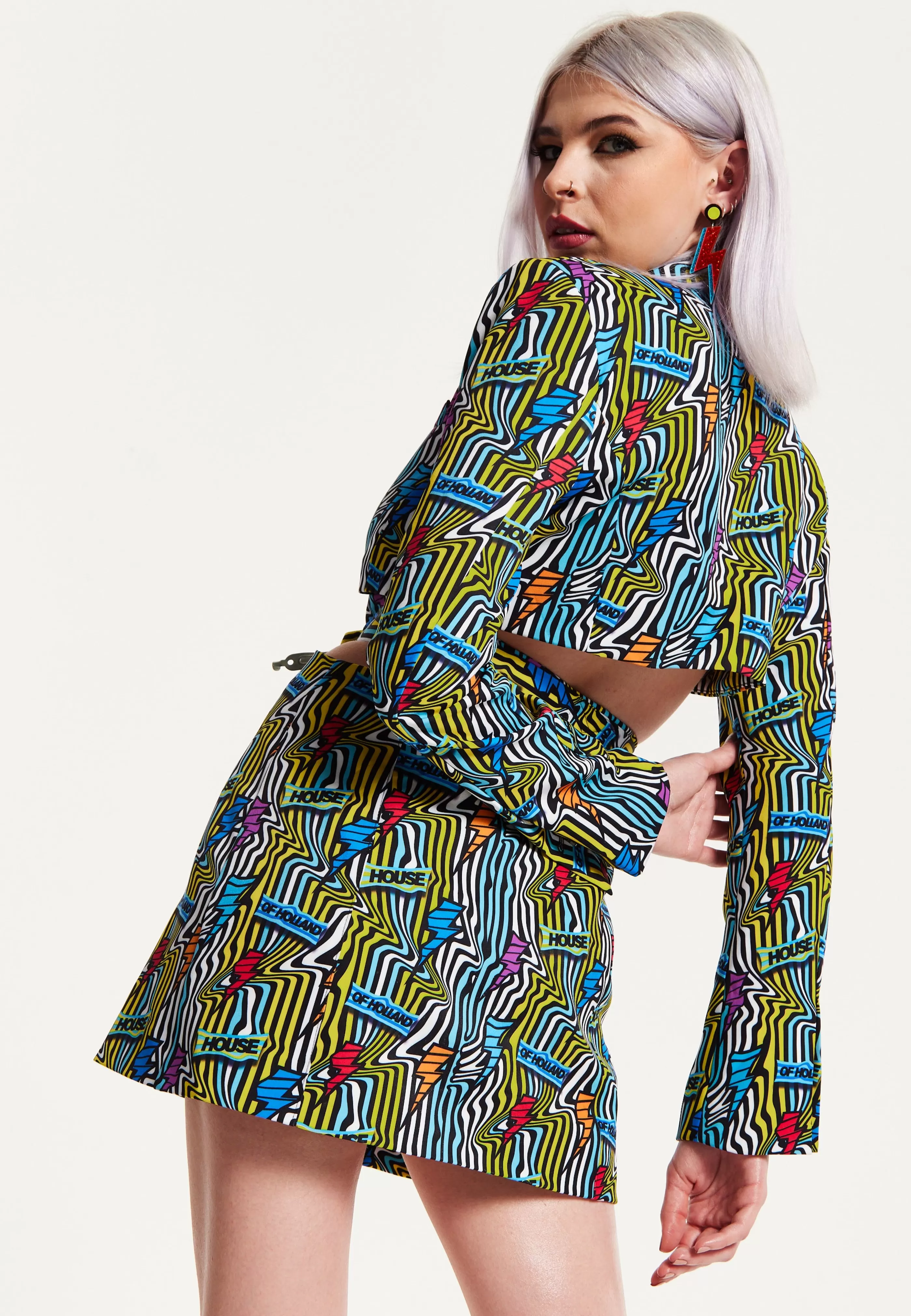 Cheap Mini Jacket Dress Lightning Bolt Print With Buckle Fa Dresses | Dresses