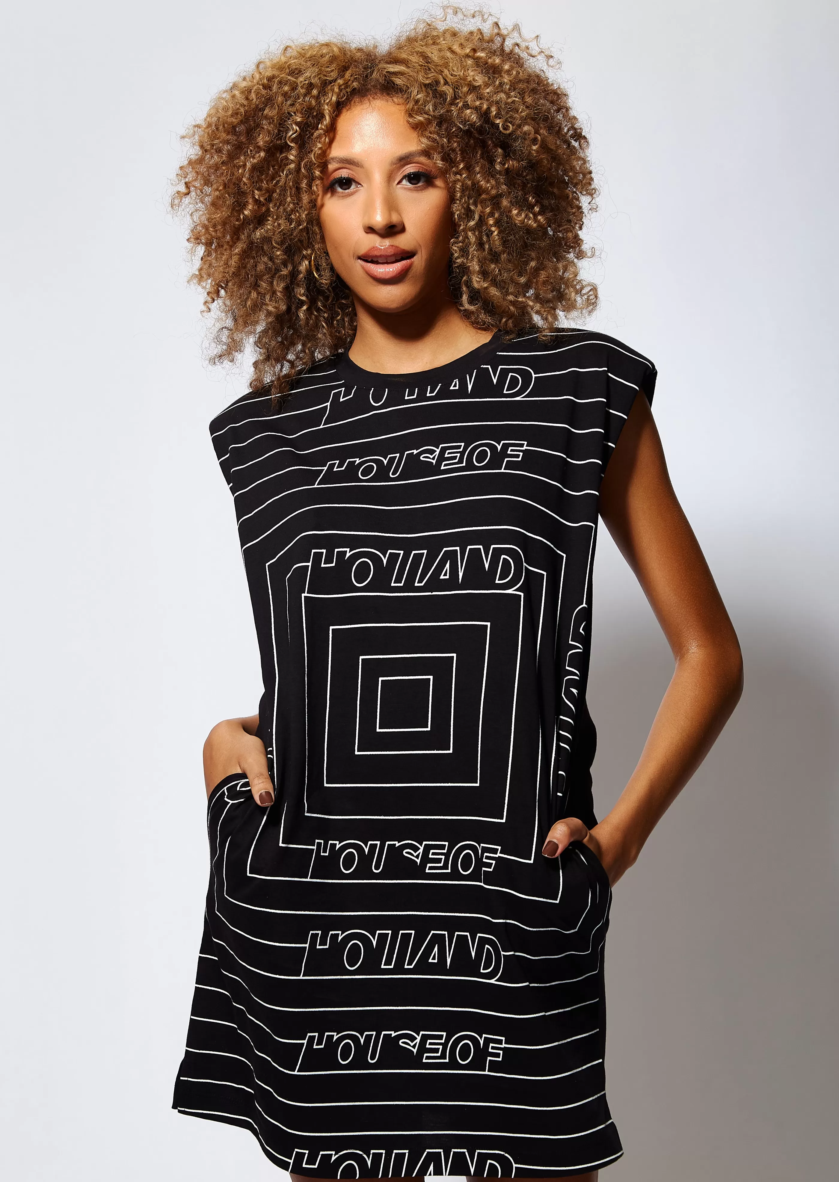 Hot Monogram Maze Print Power Sleeve Tunic Dress Dresses | Dresses