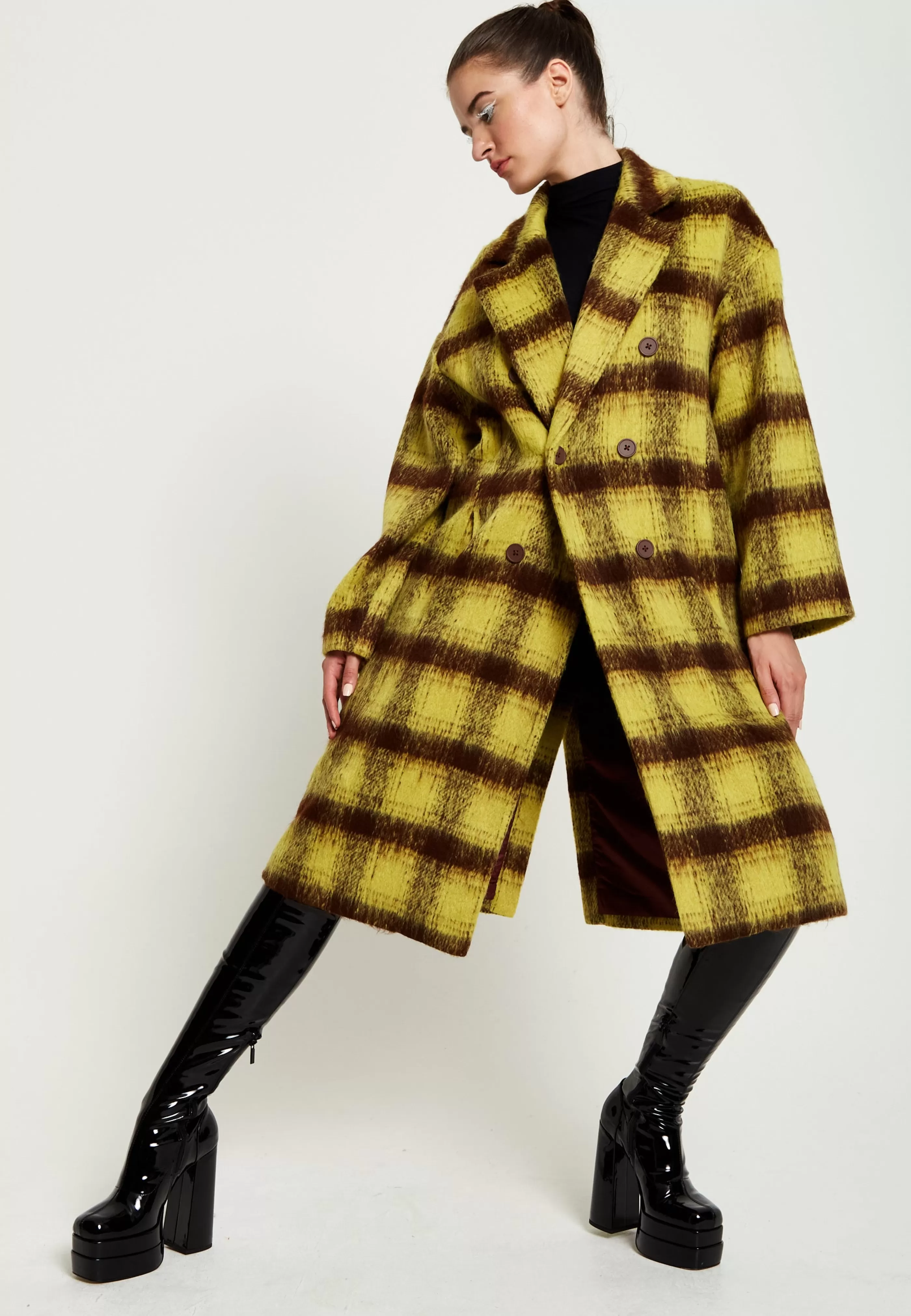 Store Mustard Check Coat Outerwear