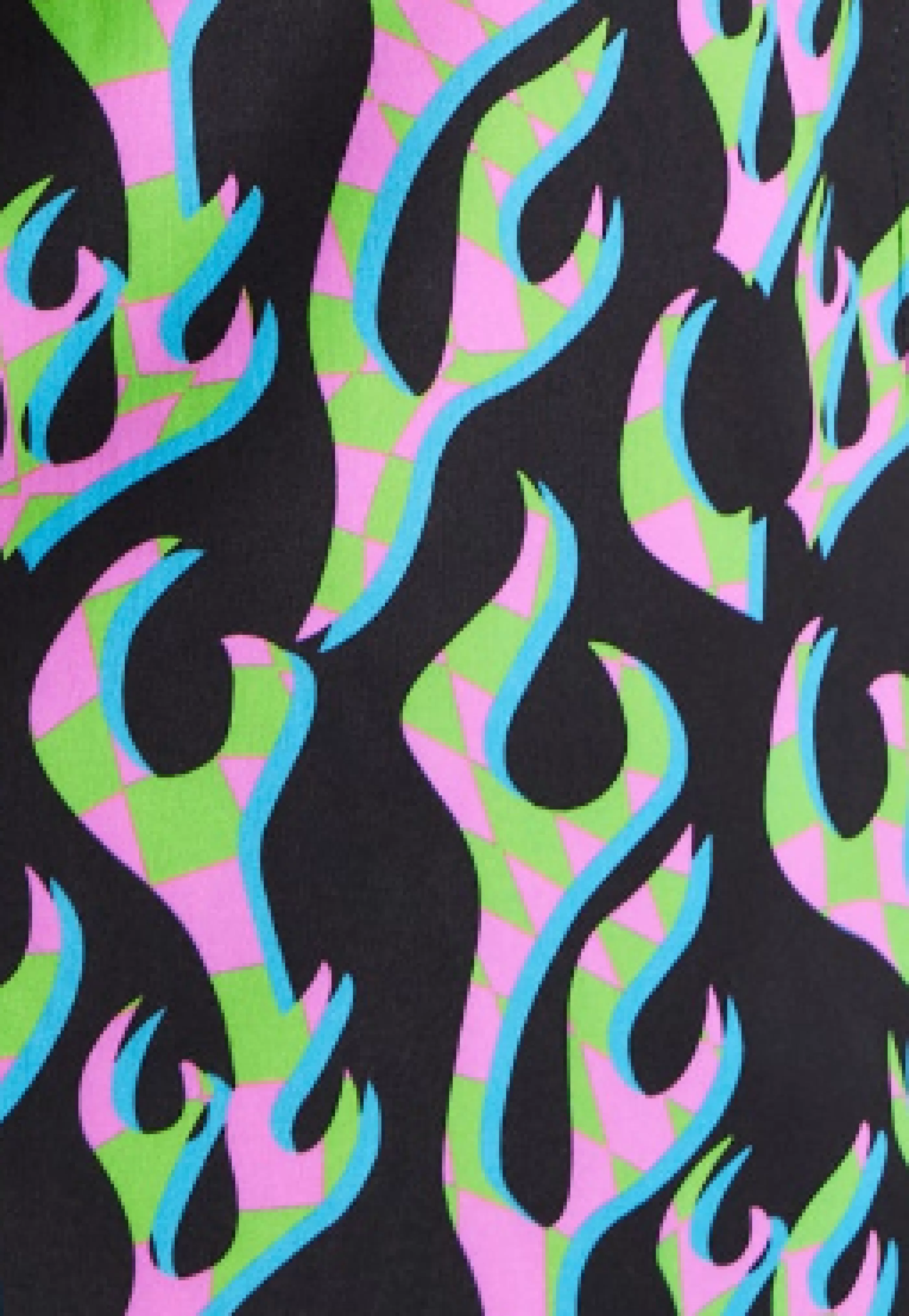 Flash Sale Neon Green And Pink Flame Print Long Sleeve Mini Dres Dresses | Dresses