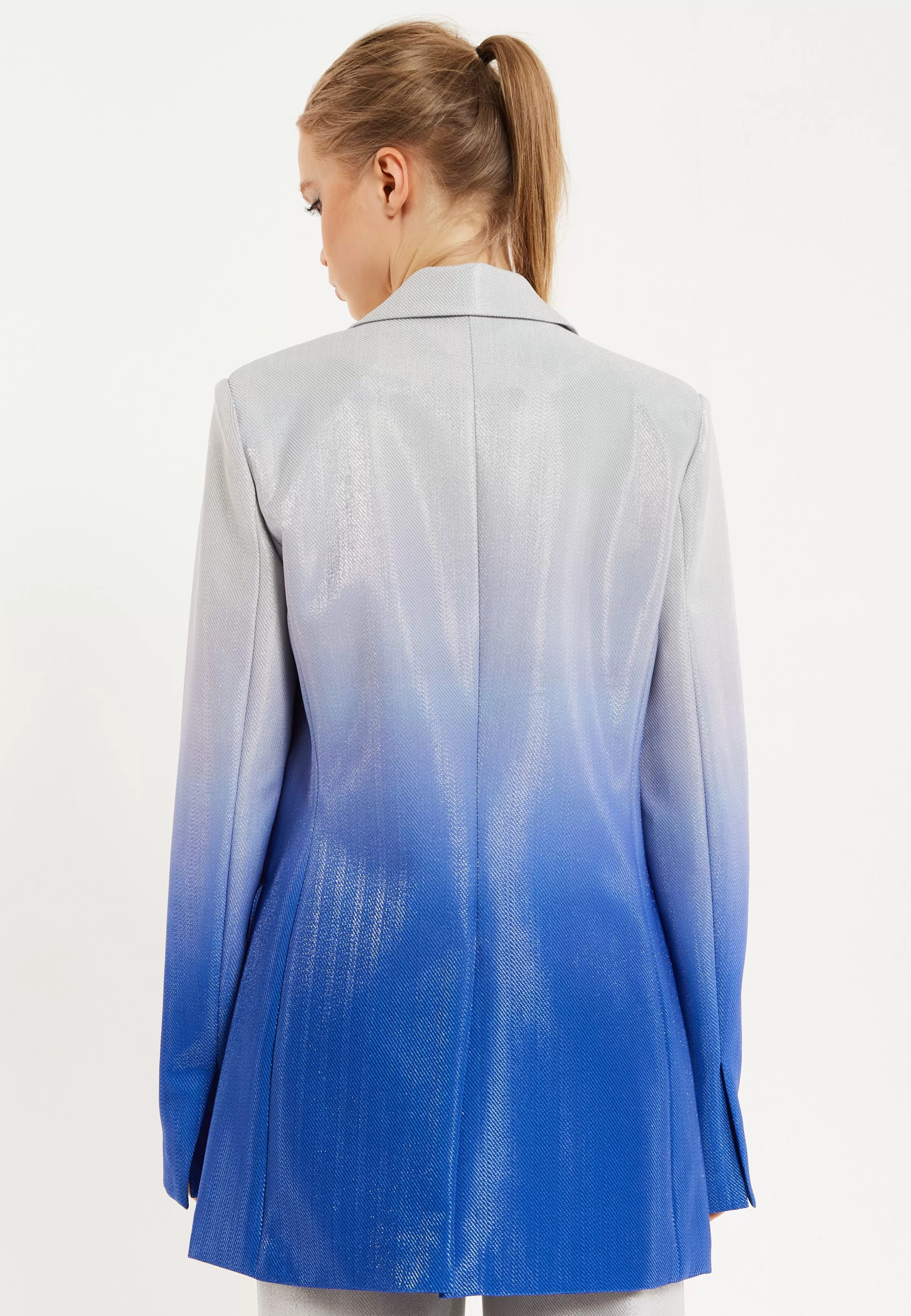 Hot Ombre Shimmer Blazer In Blue And Silver Suits