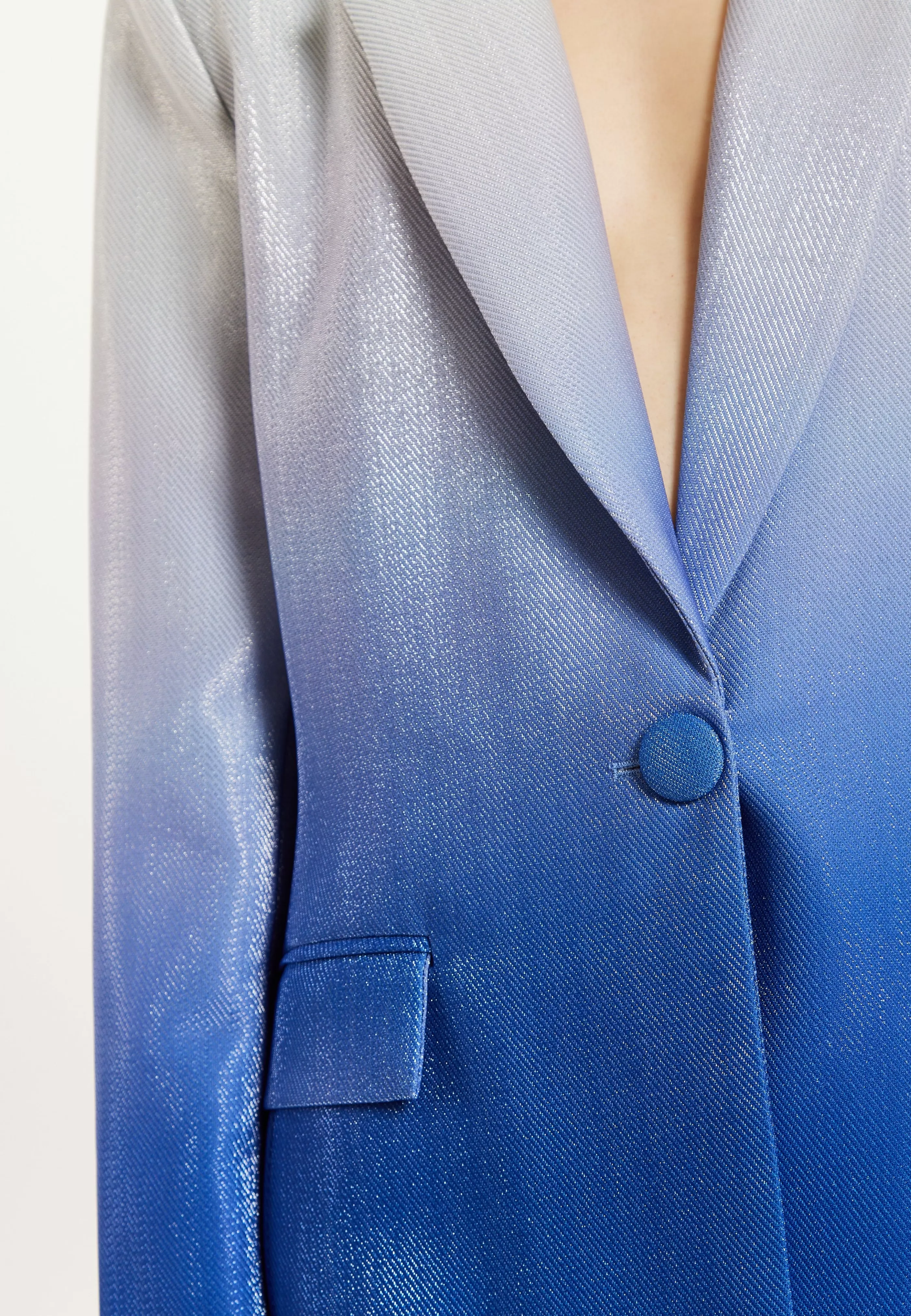 Hot Ombre Shimmer Blazer In Blue And Silver Suits