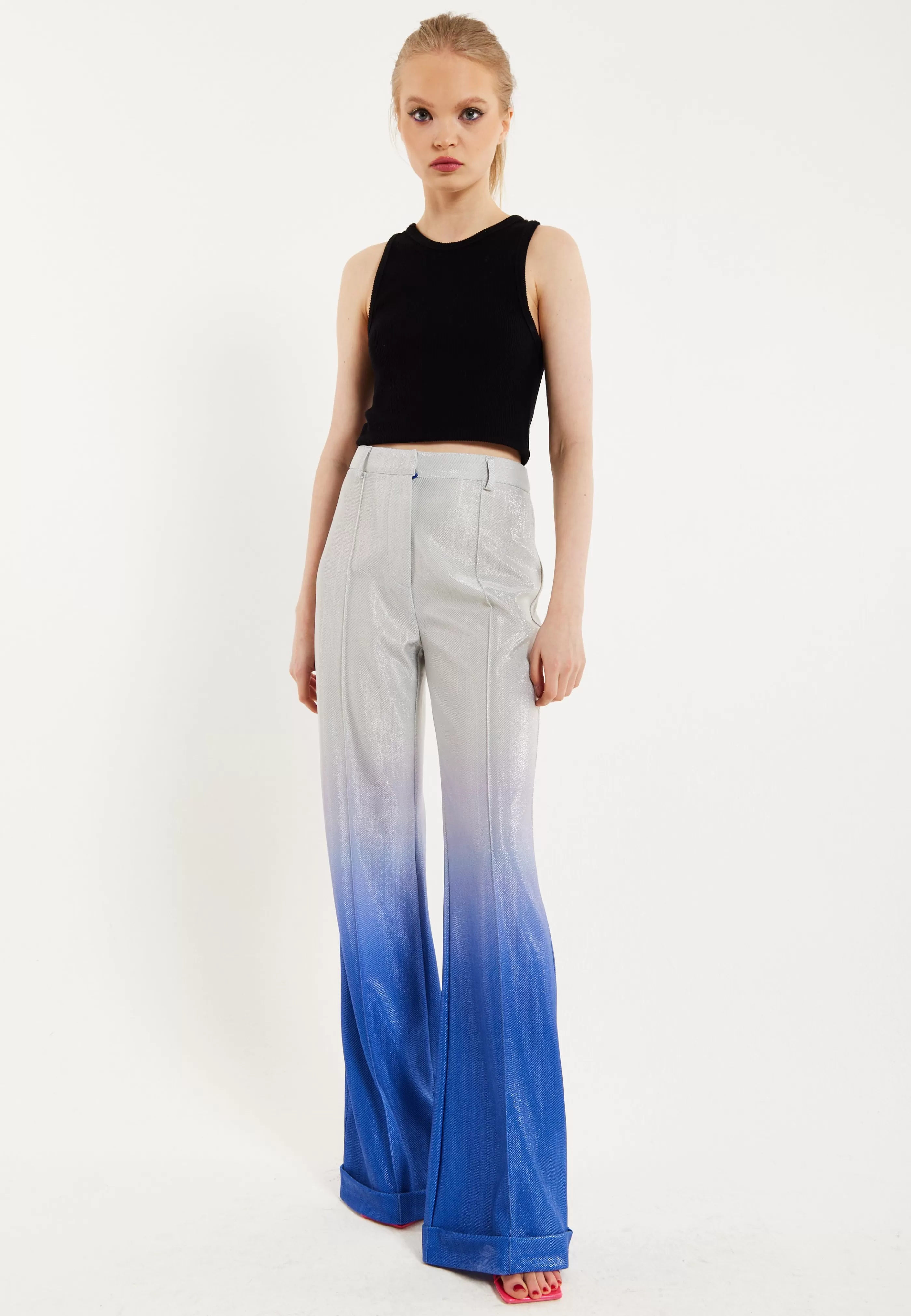 Cheap Ombre Shimmer Trousers In Blue And Silver Suits | Skirts & Trousers