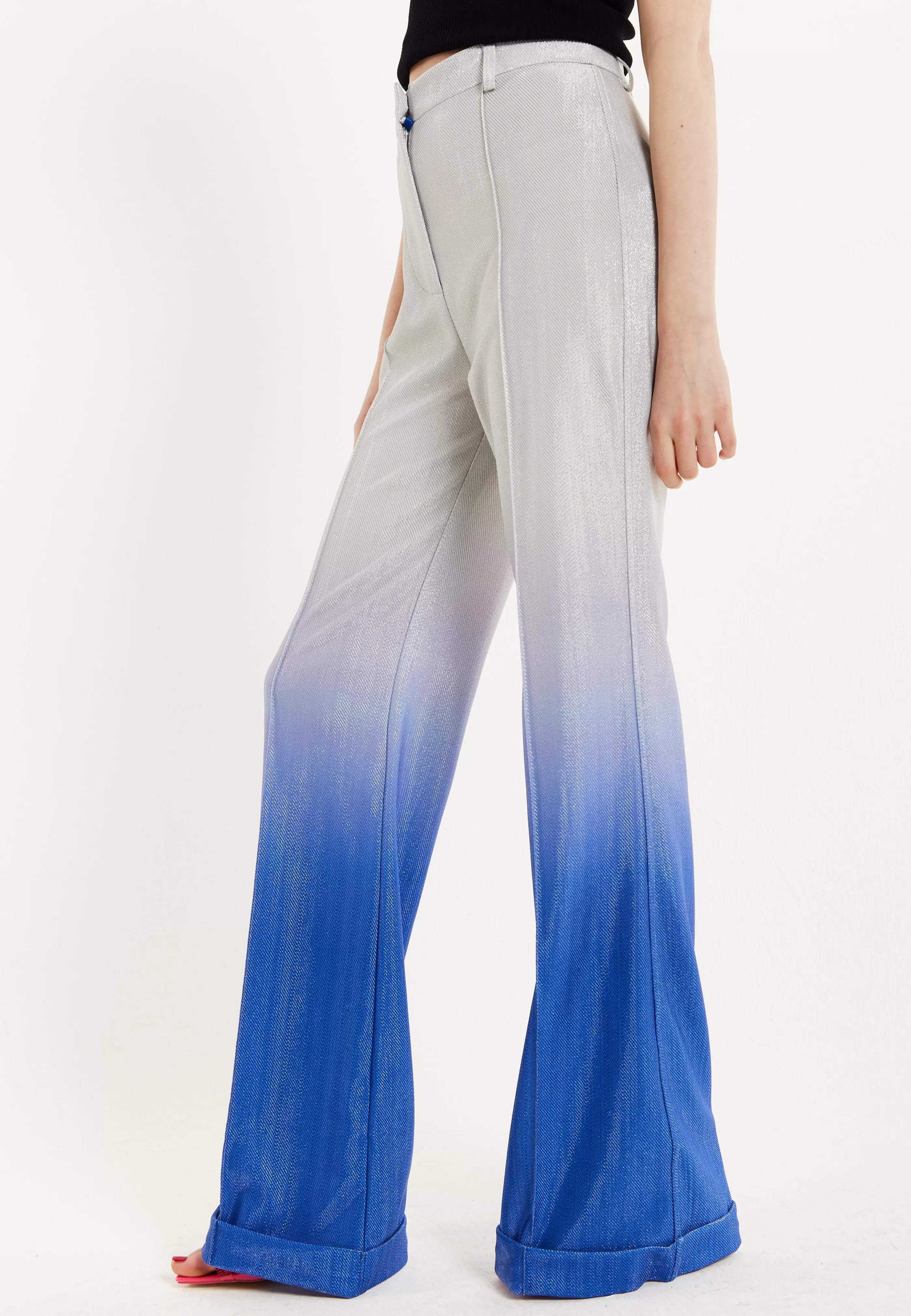 Cheap Ombre Shimmer Trousers In Blue And Silver Suits | Skirts & Trousers