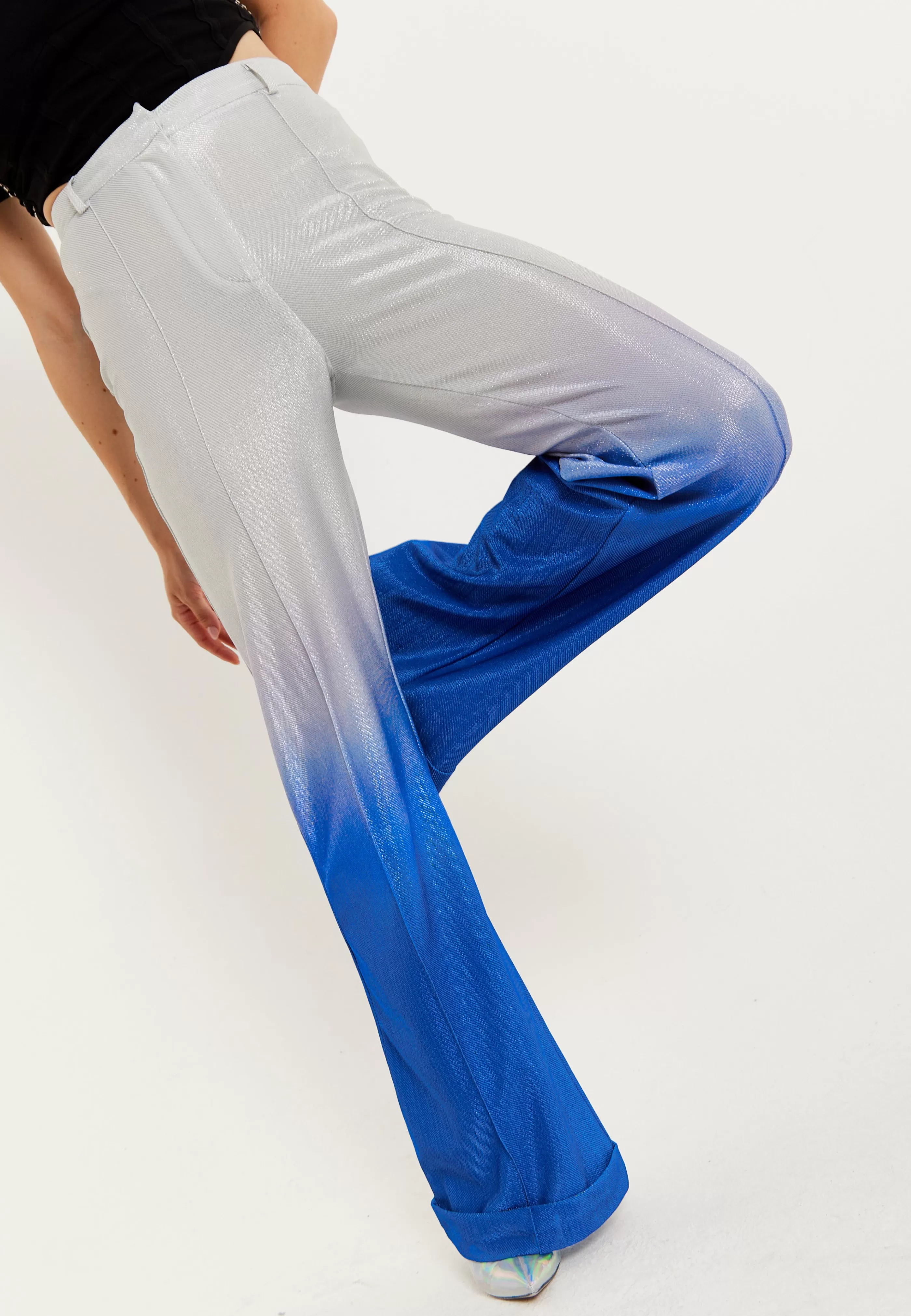 Cheap Ombre Shimmer Trousers In Blue And Silver Suits | Skirts & Trousers