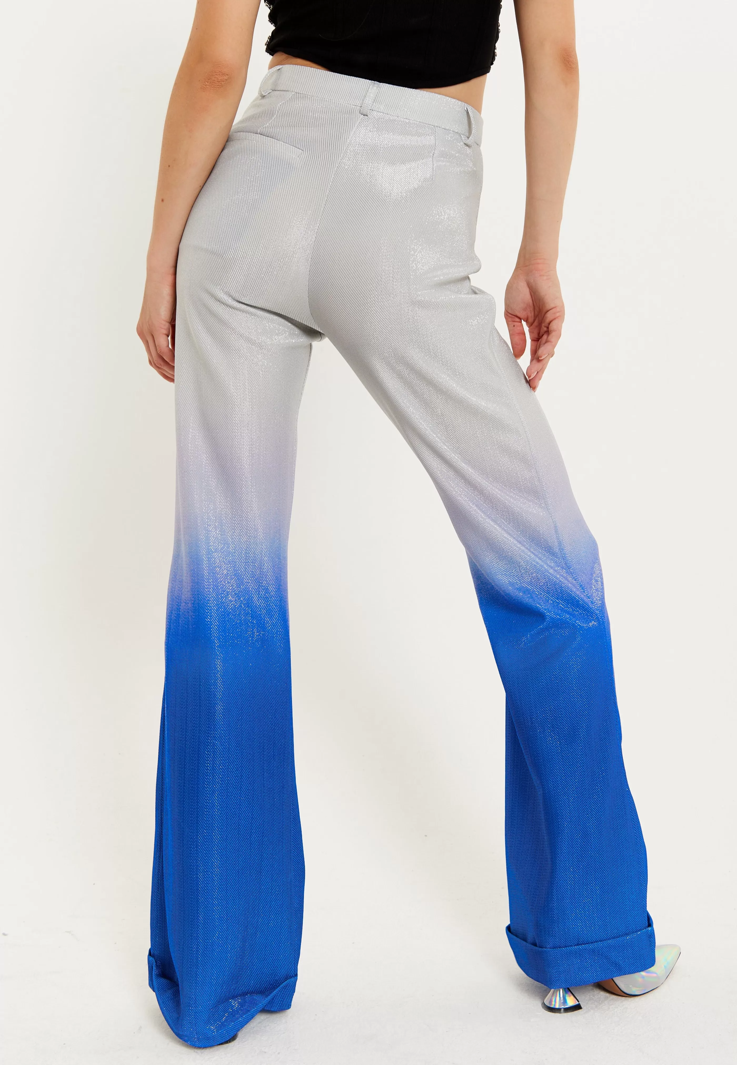 Cheap Ombre Shimmer Trousers In Blue And Silver Suits | Skirts & Trousers