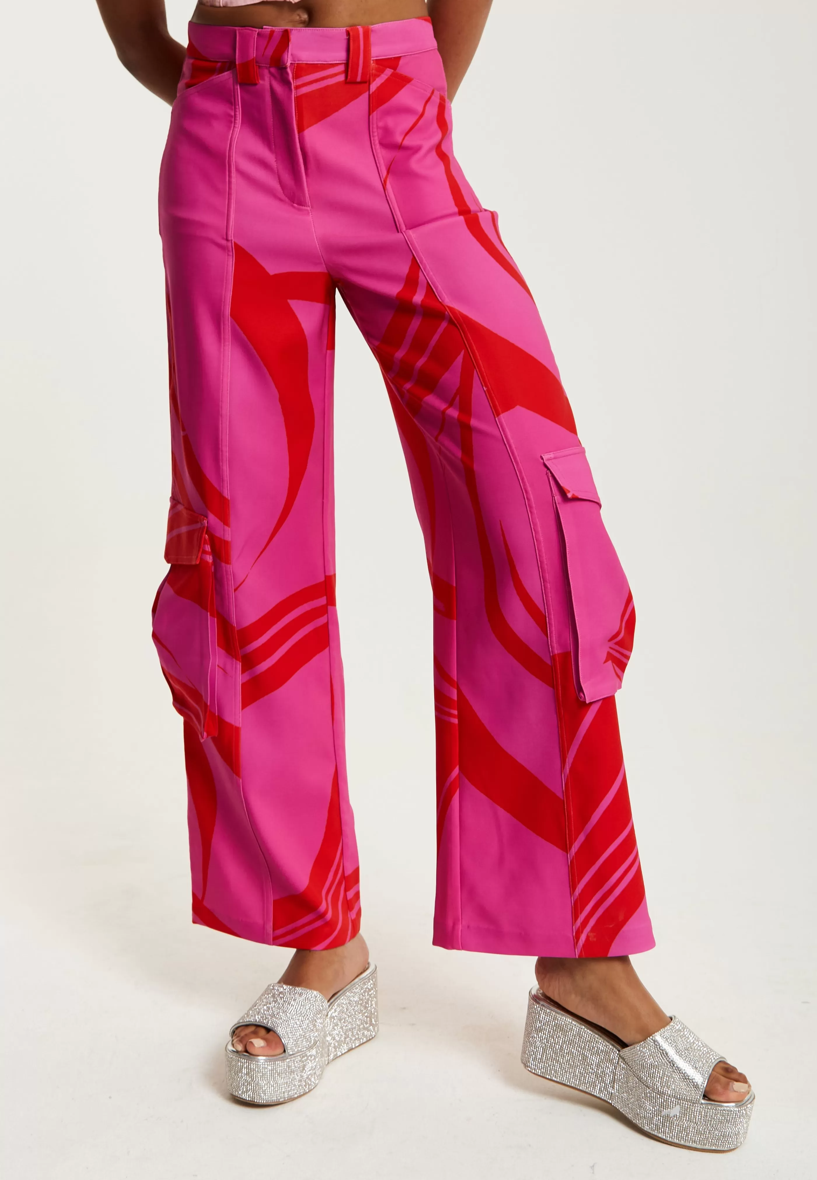Cheap And Red Cargo Pants With Side Pockets Skirts & Trousers
