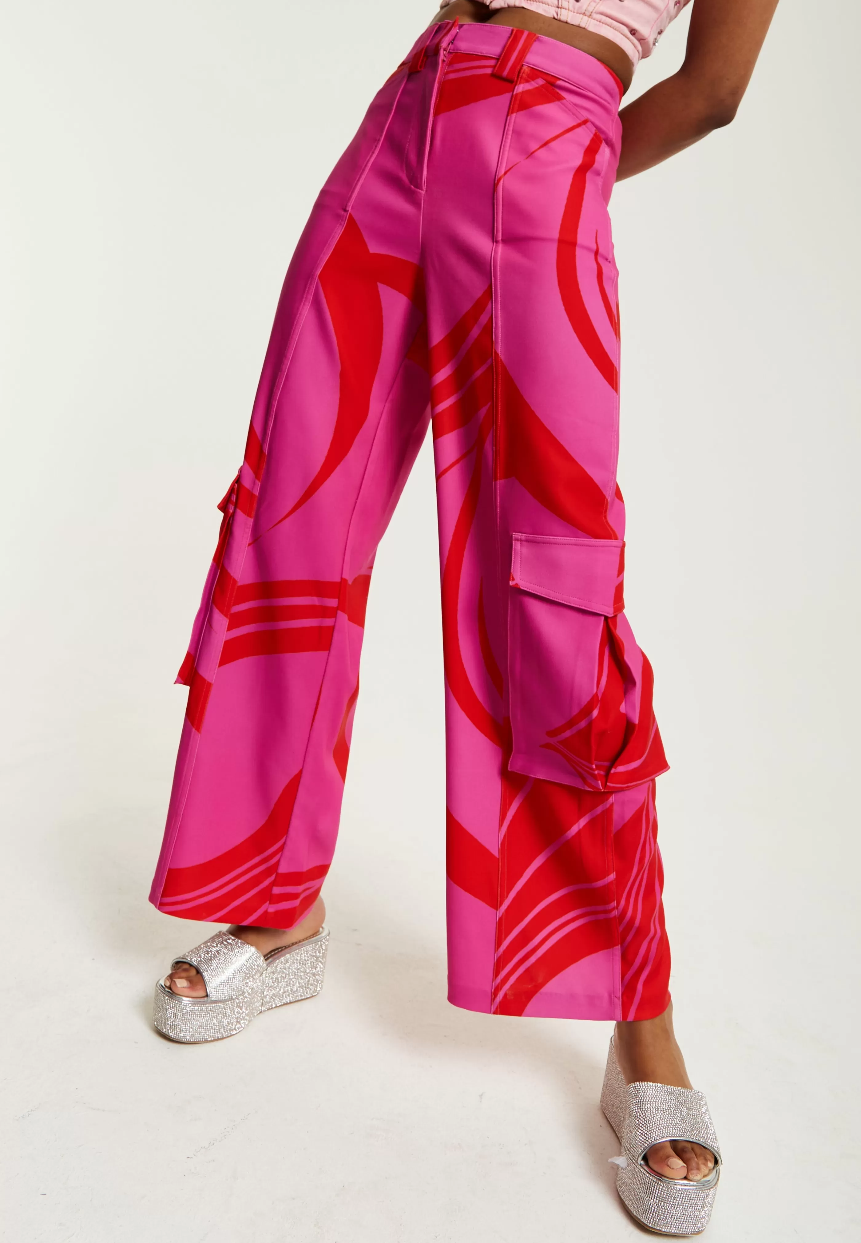 Cheap And Red Cargo Pants With Side Pockets Skirts & Trousers