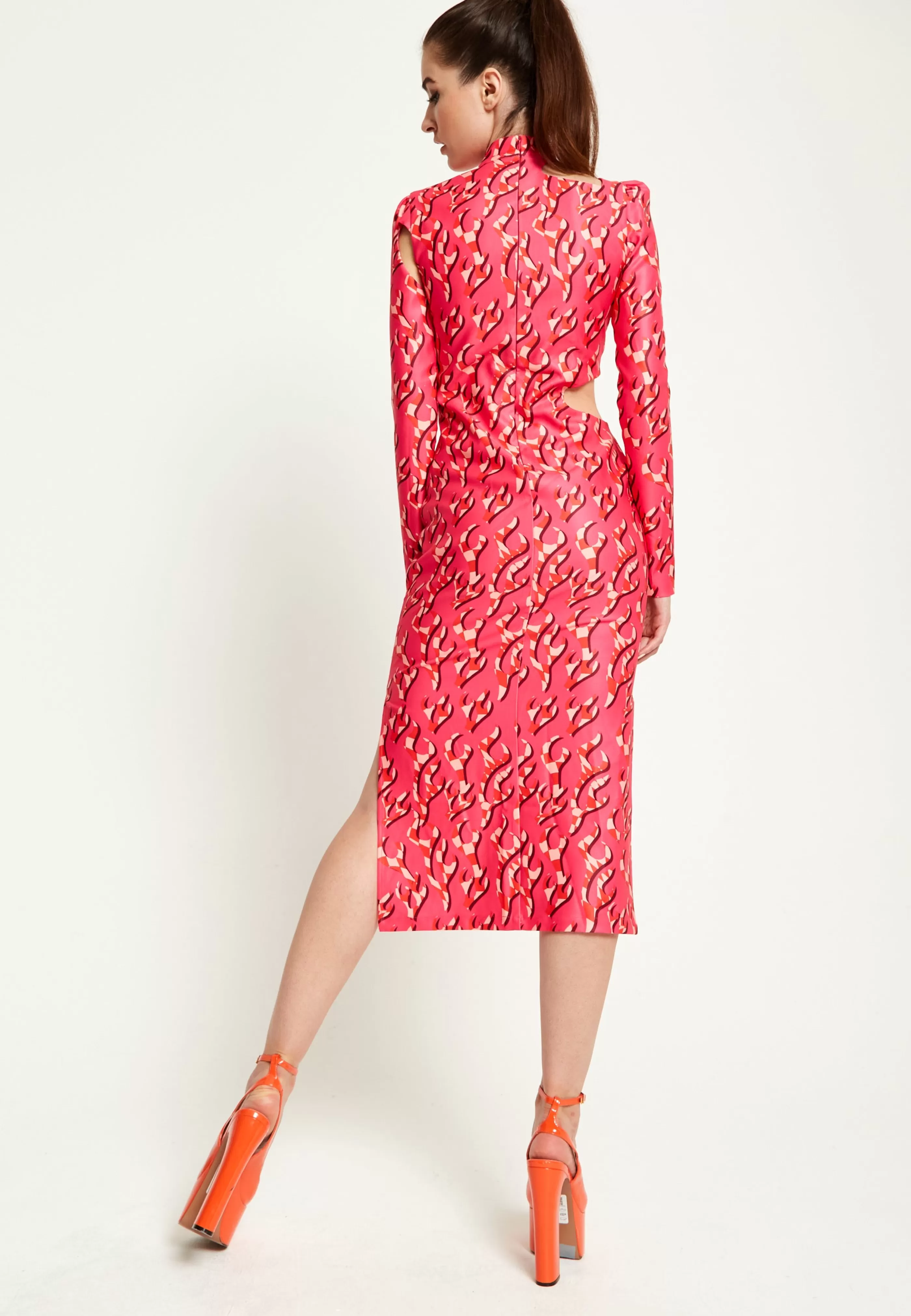 Flash Sale Flame Clashing Colours Midi Dress With Cut Out D Dresses | Dresses