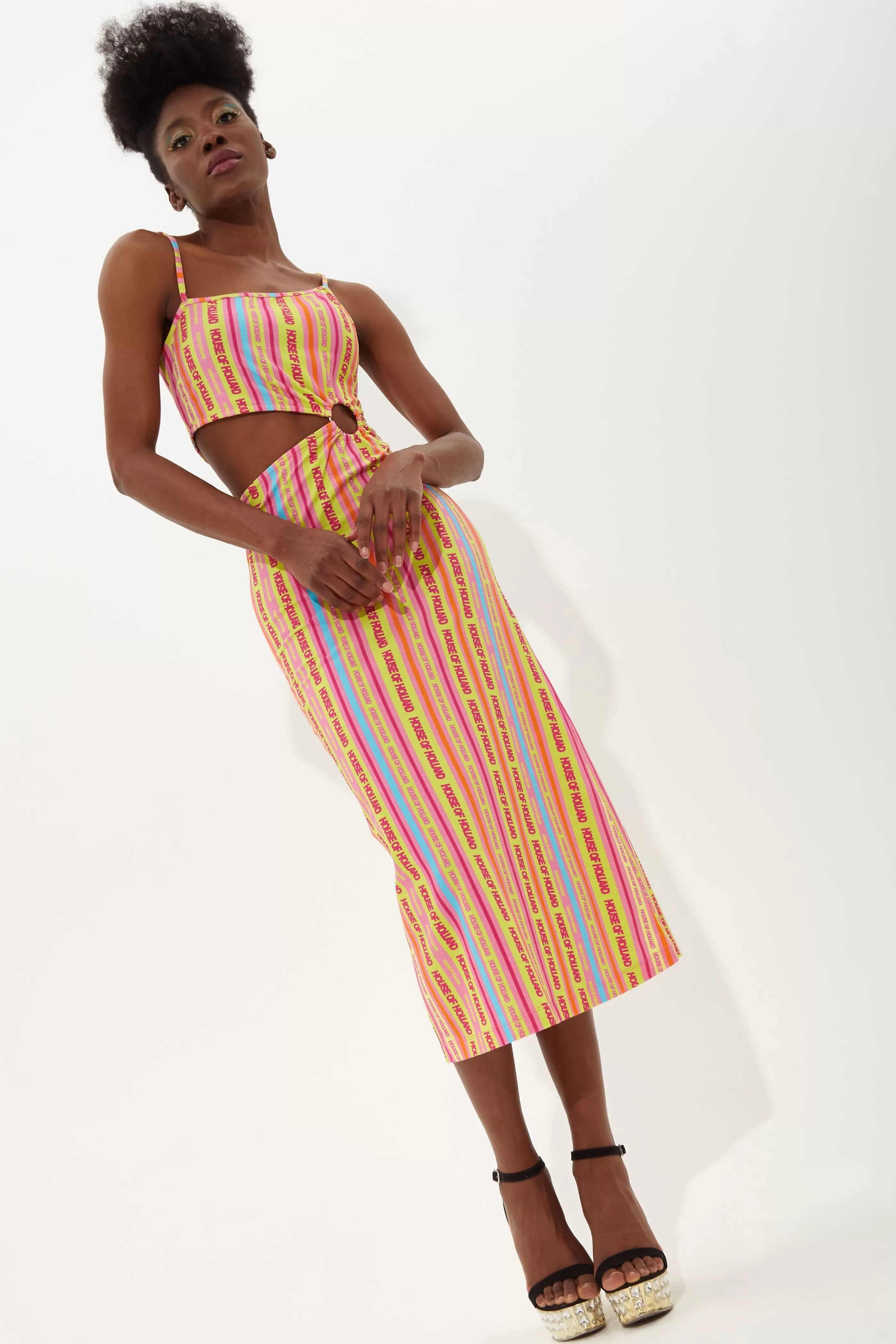 Hot Printed Jersey Midi Dress With Cut Out Detail Dresses | Dresses
