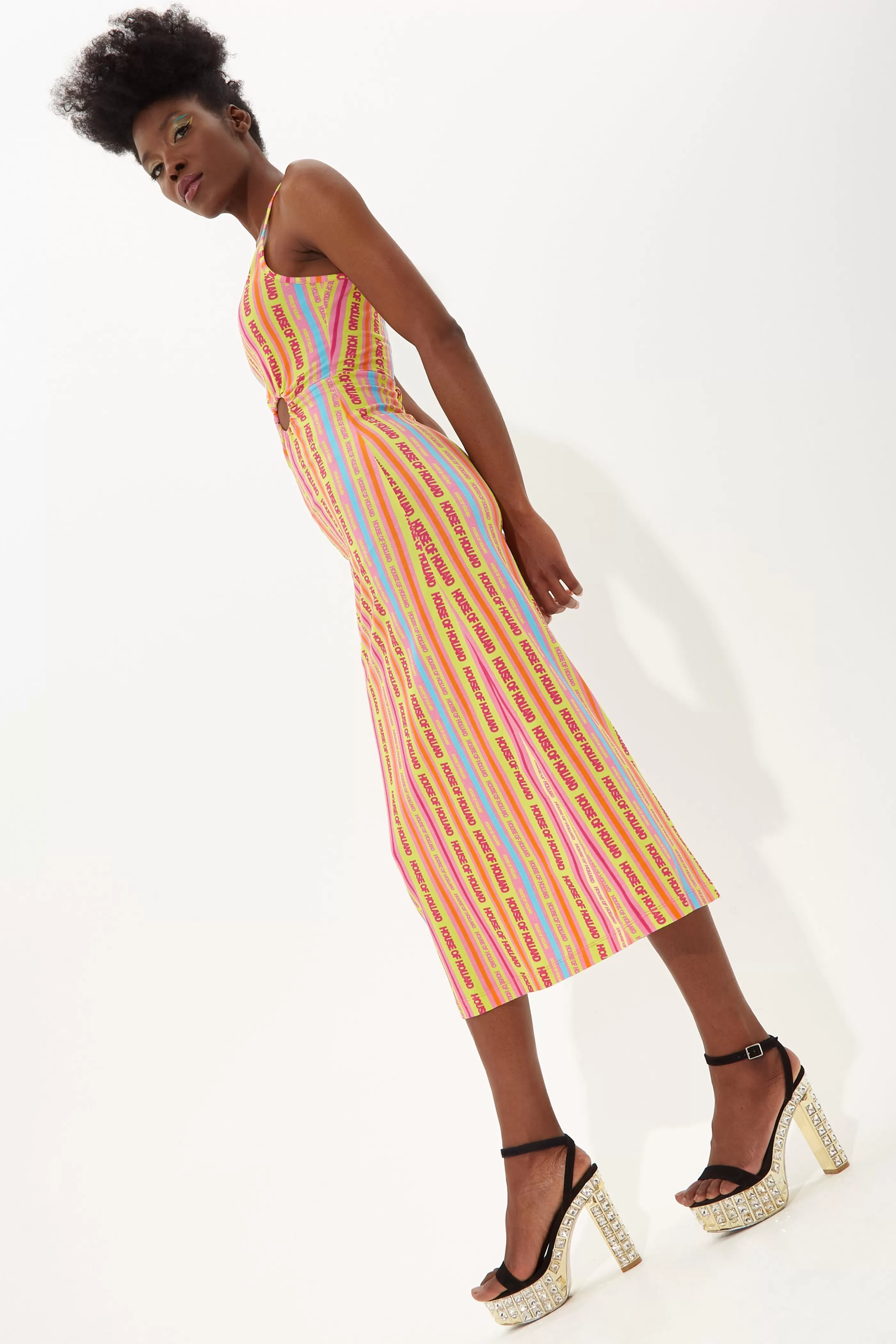 Hot Printed Jersey Midi Dress With Cut Out Detail Dresses | Dresses