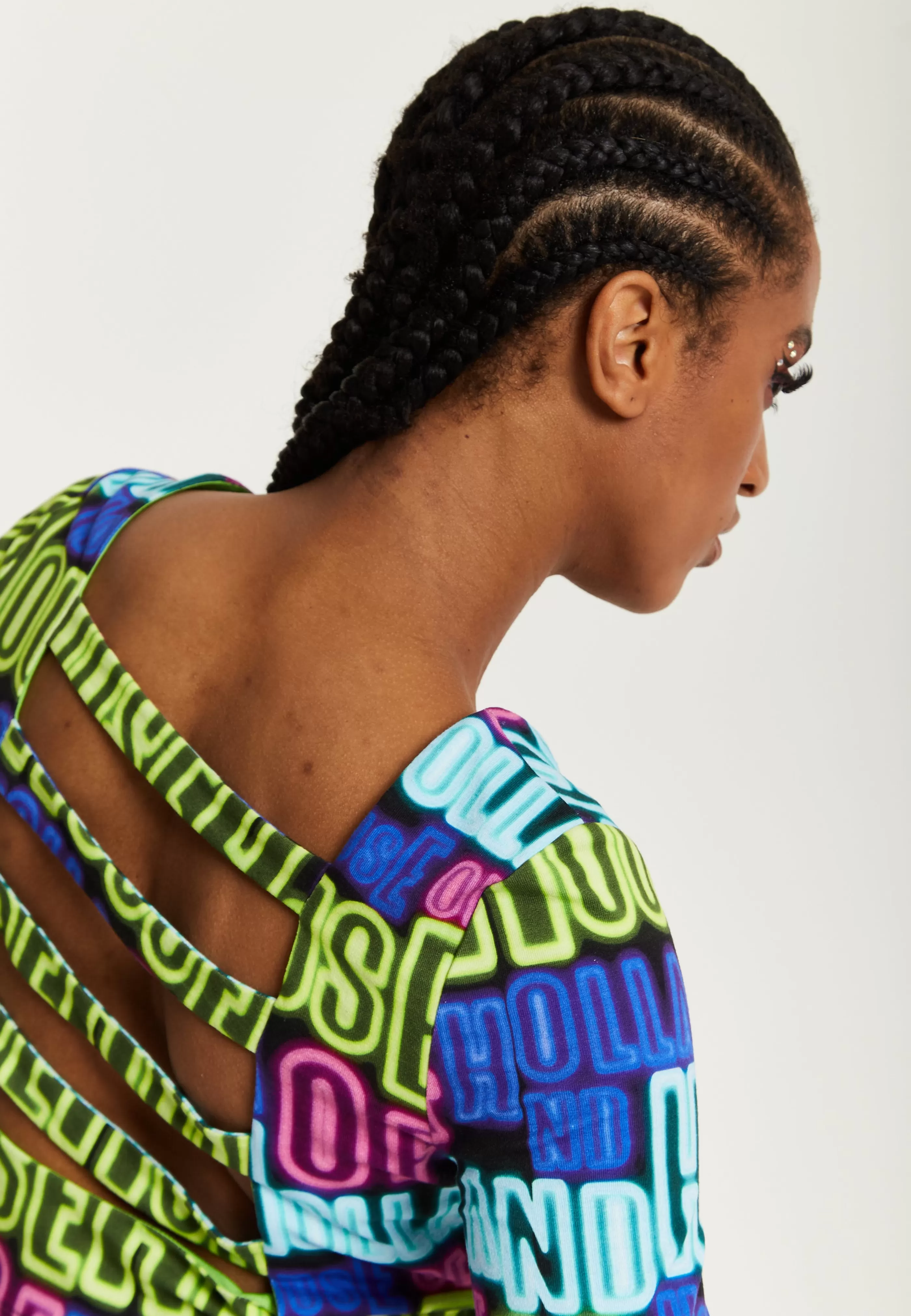 Shop Printed Multicolour Crop Top With Cut Out Details Tops & T-shirts | Tops & T-shirts