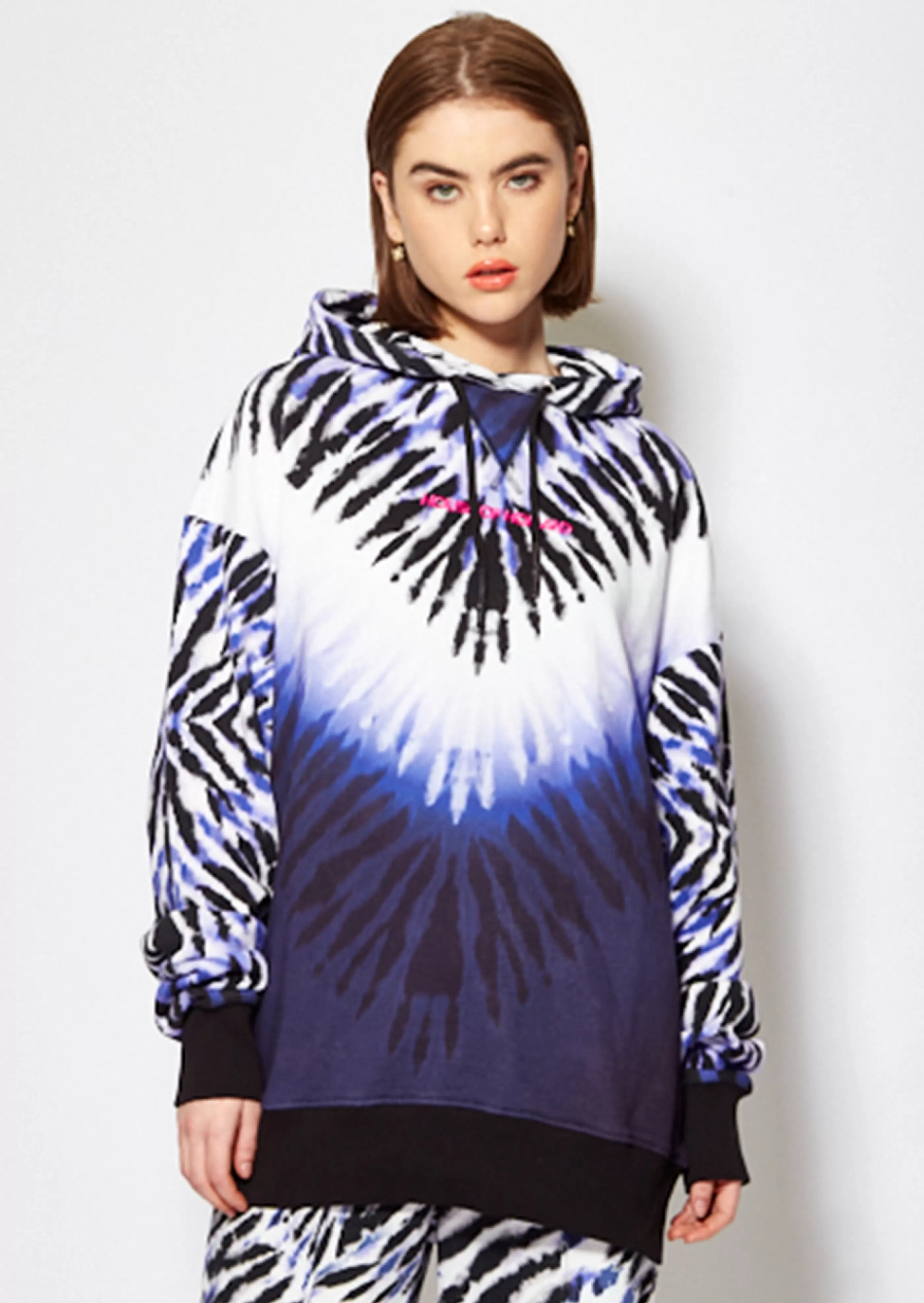 Fashion Purple And White Tie Dye Zebra Print Hoodie Jumpers & Hoodies