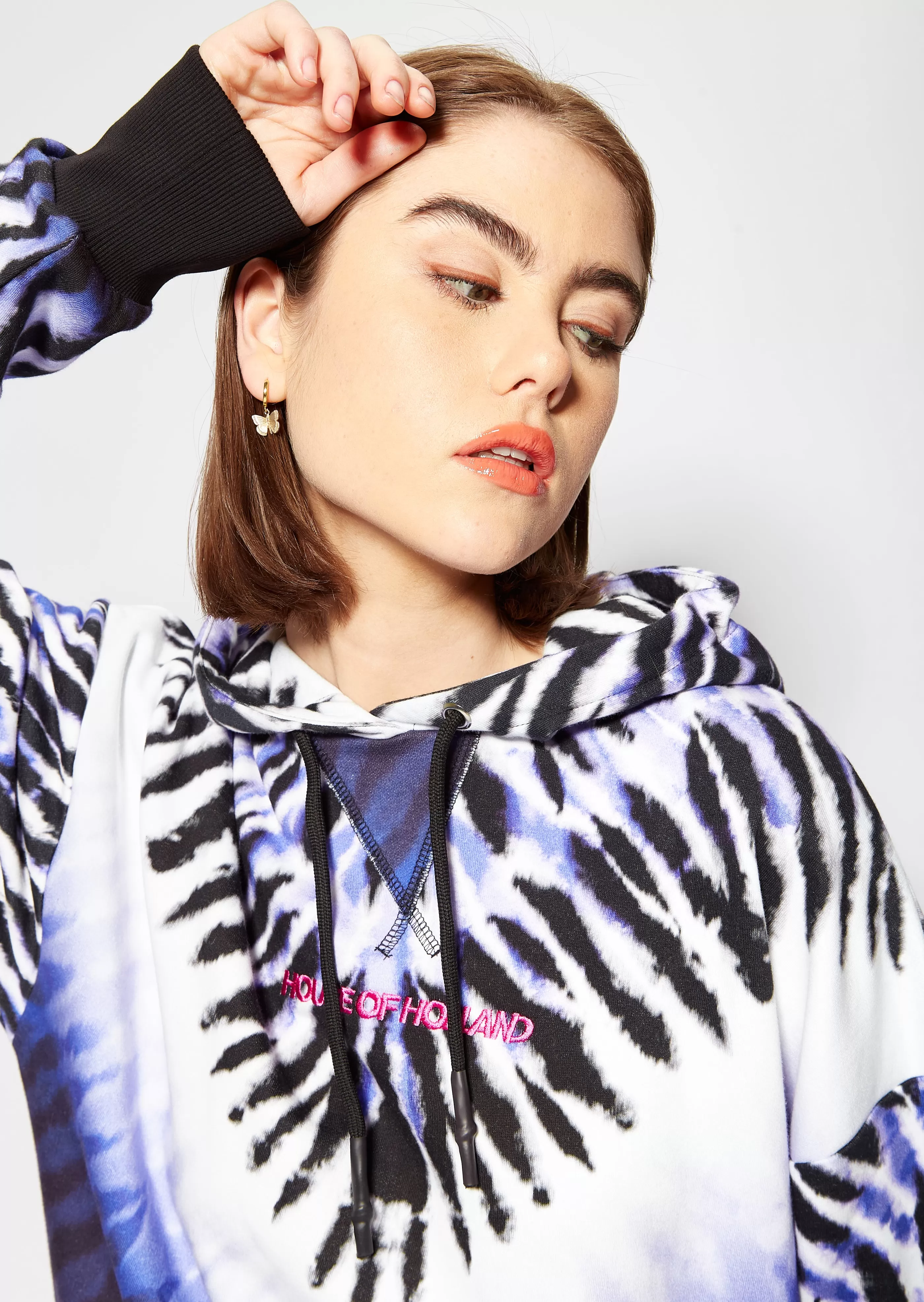 Fashion Purple And White Tie Dye Zebra Print Hoodie Jumpers & Hoodies