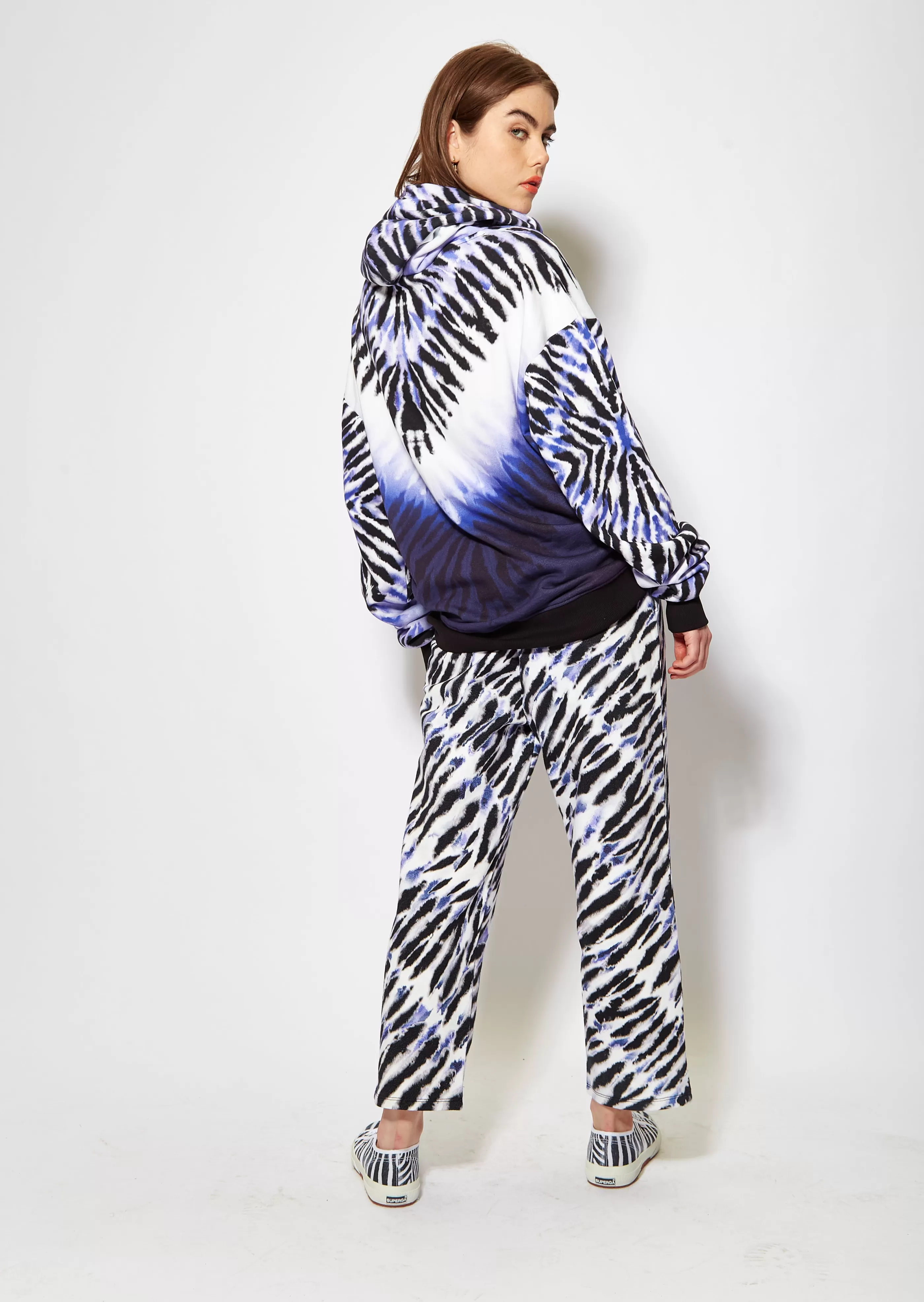 Fashion Purple And White Tie Dye Zebra Print Hoodie Jumpers & Hoodies