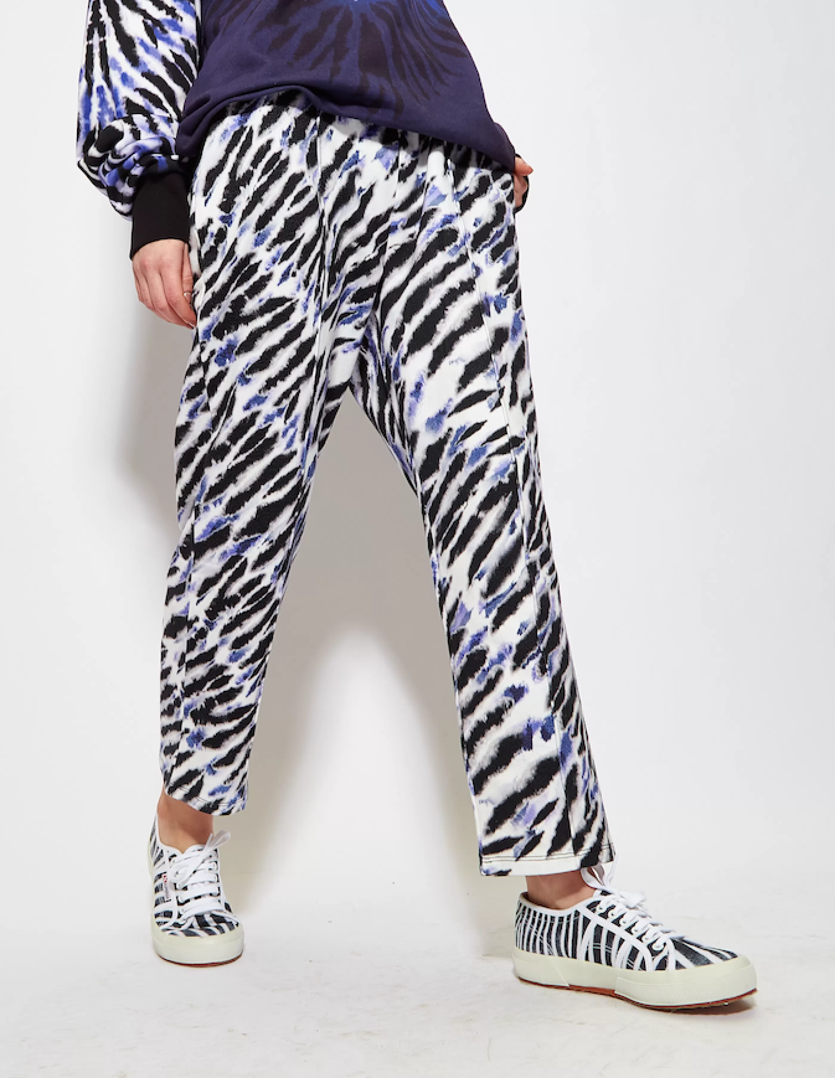 Hot Purple And White Tie Dye Zebra Print Joggers Skirts & Trousers