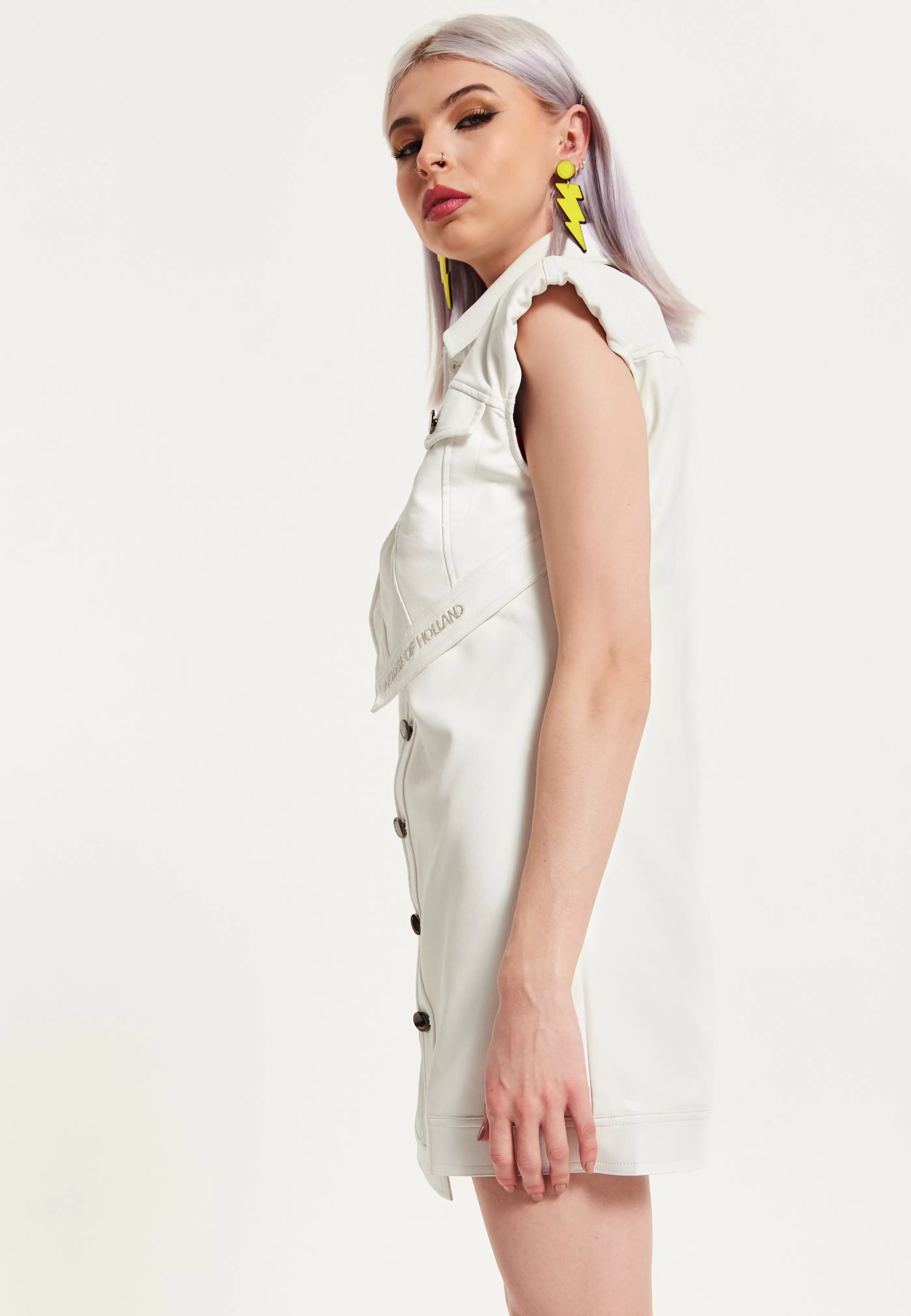 Best Sale Rocker Faux Leather Twist Button Down Dress Off Dresses | Dresses