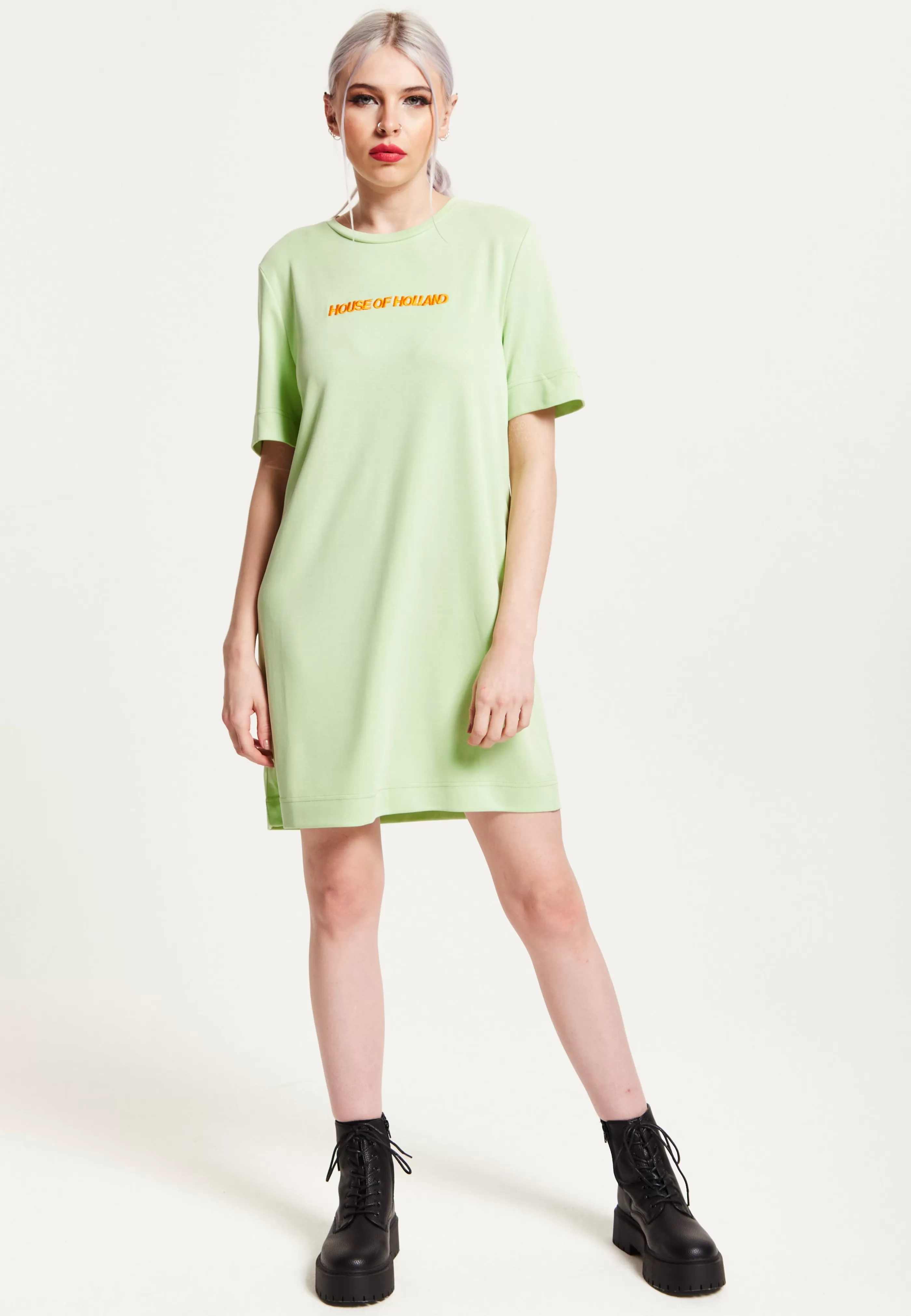 Cheap Sage Tencel T-Shirt Dress With Logo Embroidery Tops & T-shirts | Tops & T-shirts