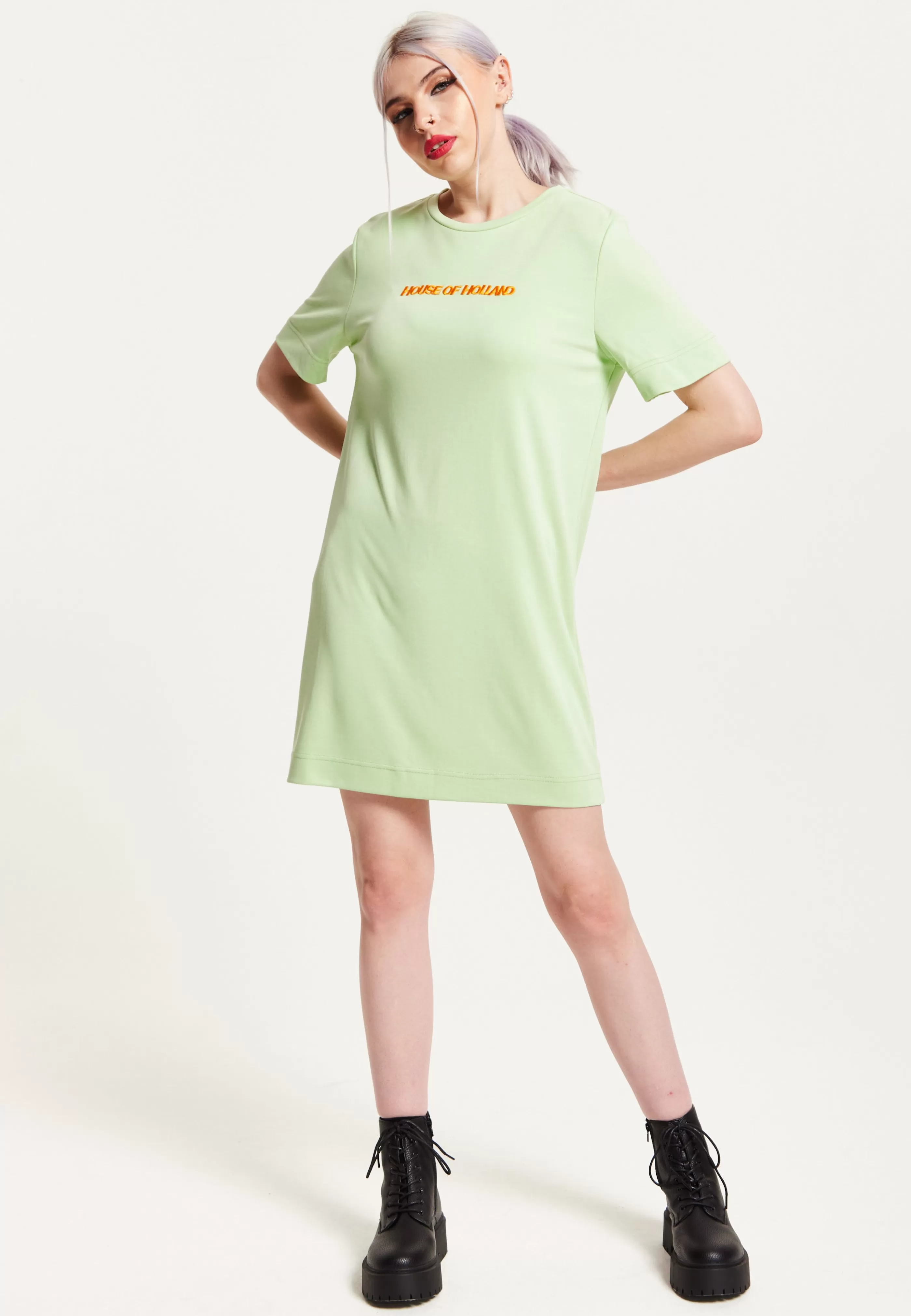 Cheap Sage Tencel T-Shirt Dress With Logo Embroidery Tops & T-shirts | Tops & T-shirts