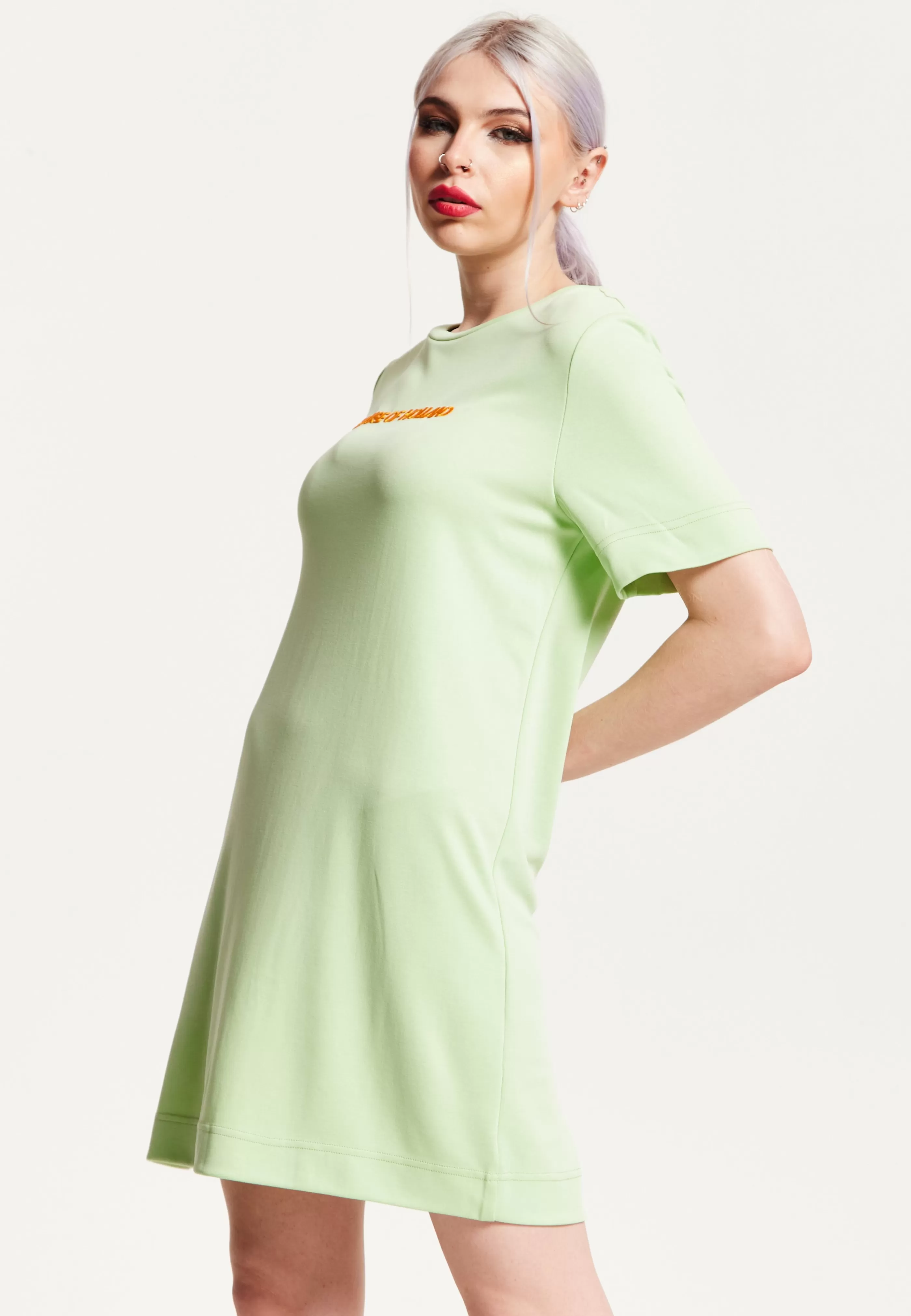 Cheap Sage Tencel T-Shirt Dress With Logo Embroidery Tops & T-shirts | Tops & T-shirts