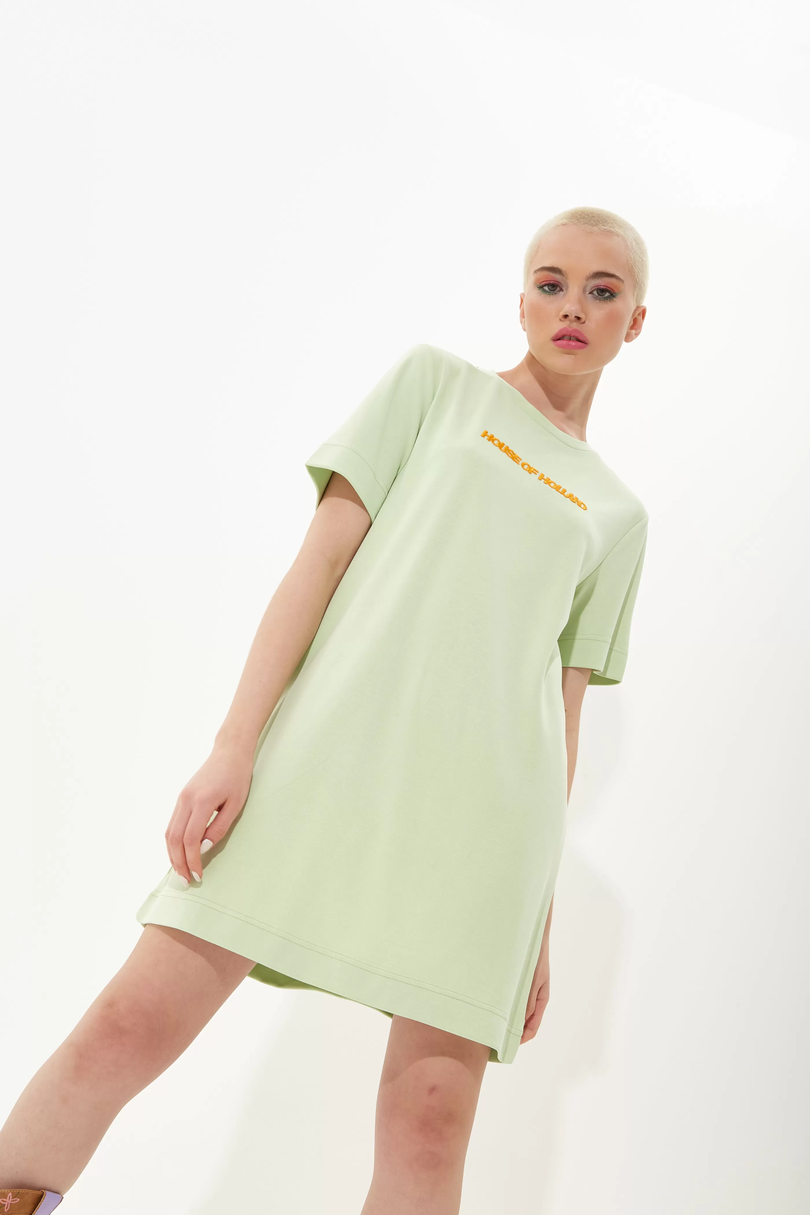Cheap Sage Tencel T-Shirt Dress With Logo Embroidery Tops & T-shirts | Tops & T-shirts