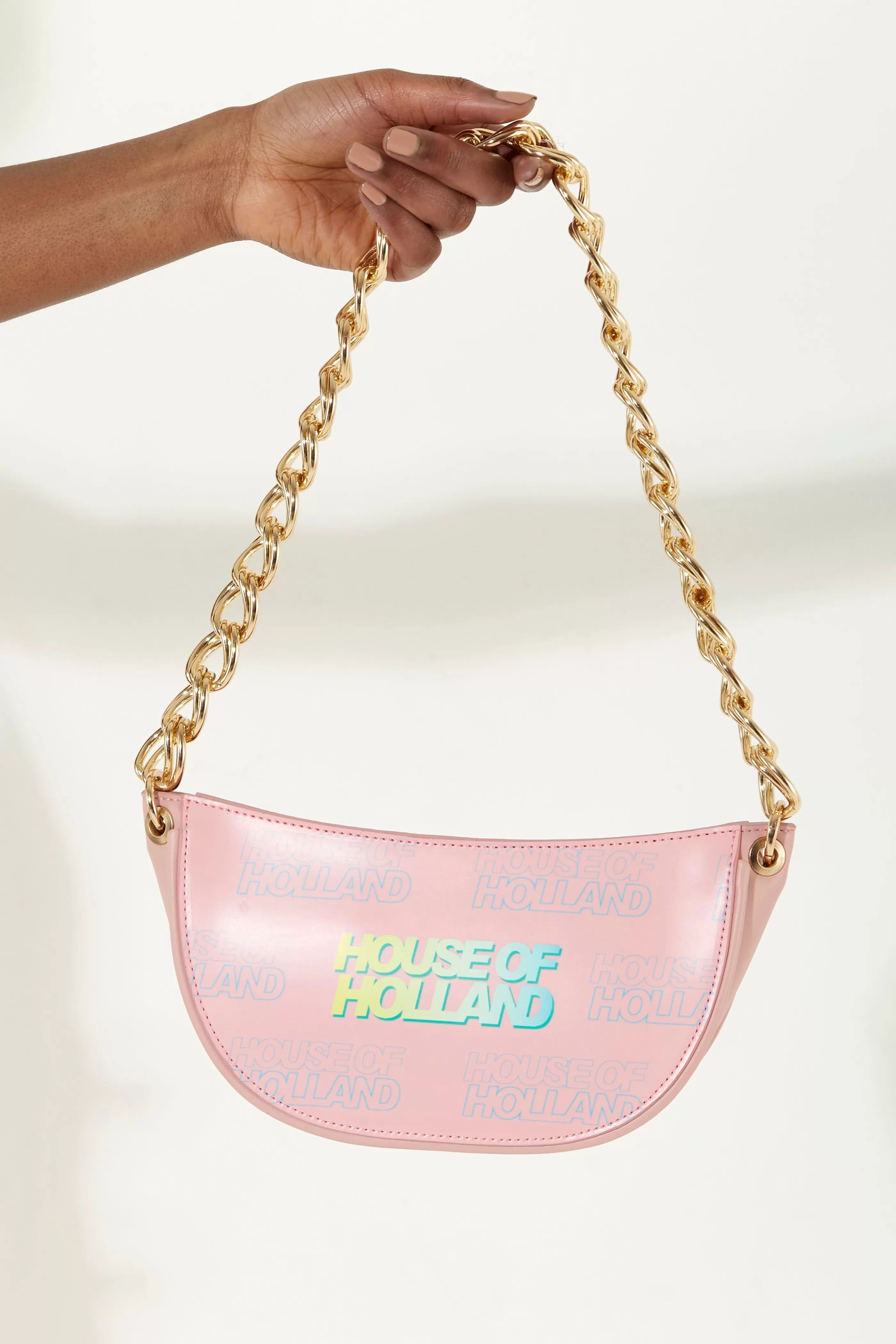 Clearance Shoulder Bag In Baby Pink With A Gold Chain Strap And Bags and Wallets | Bags and Wallets