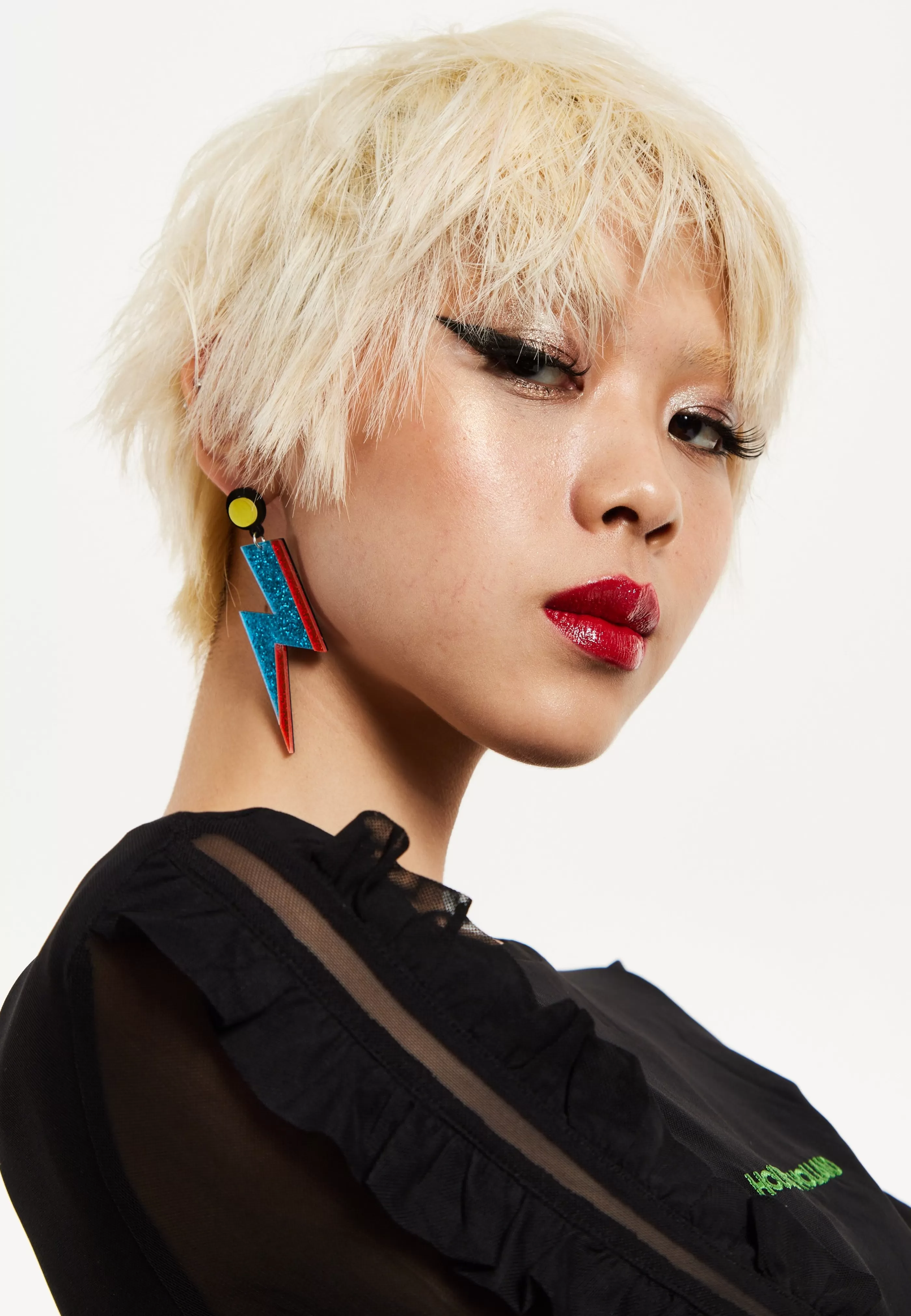 Shop Sparkly Lightening Bolt Drop Style Earrings In Blue A Jewellery