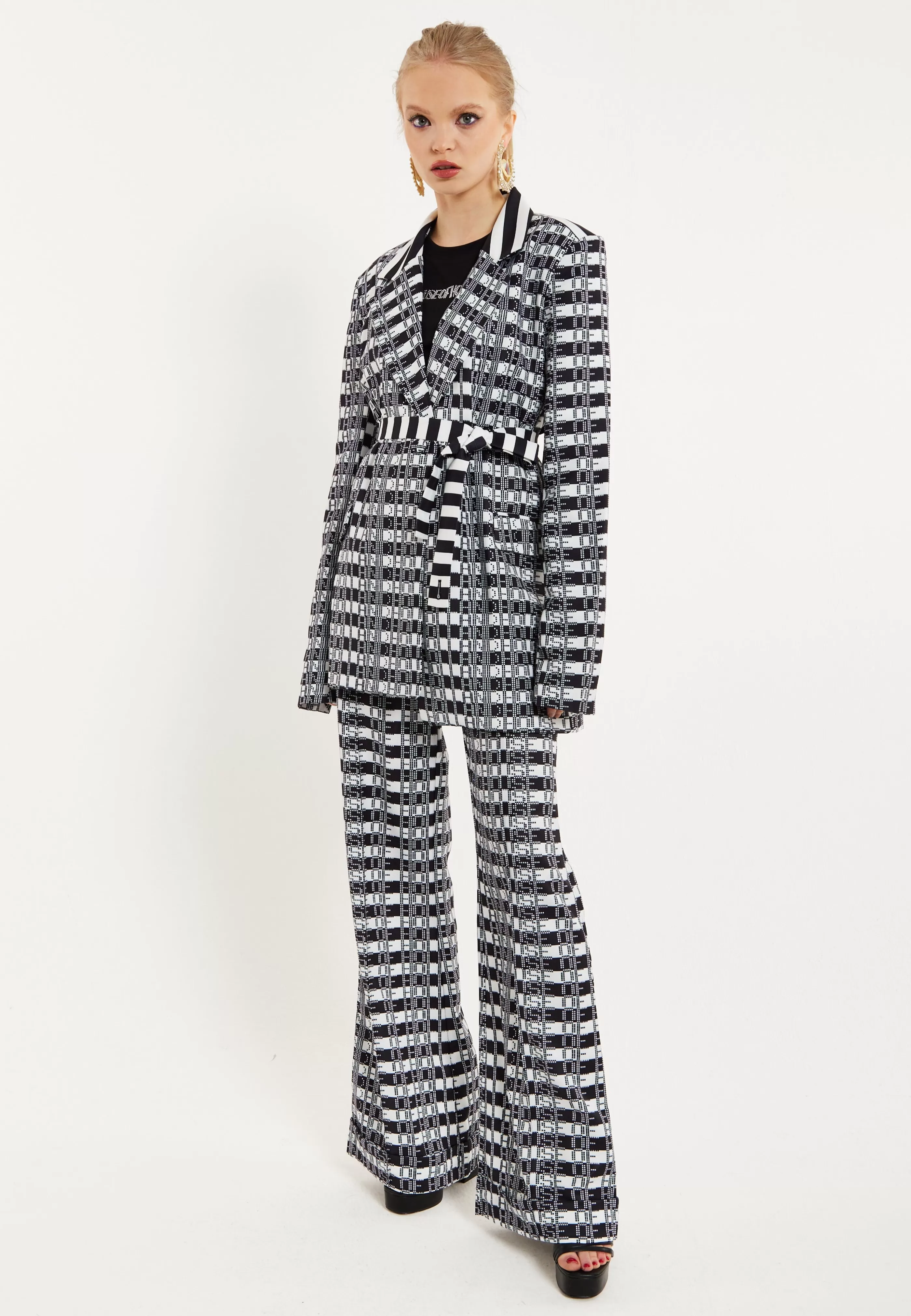 Fashion Striped And Logo Printed Trousers In And White Skirts & Trousers