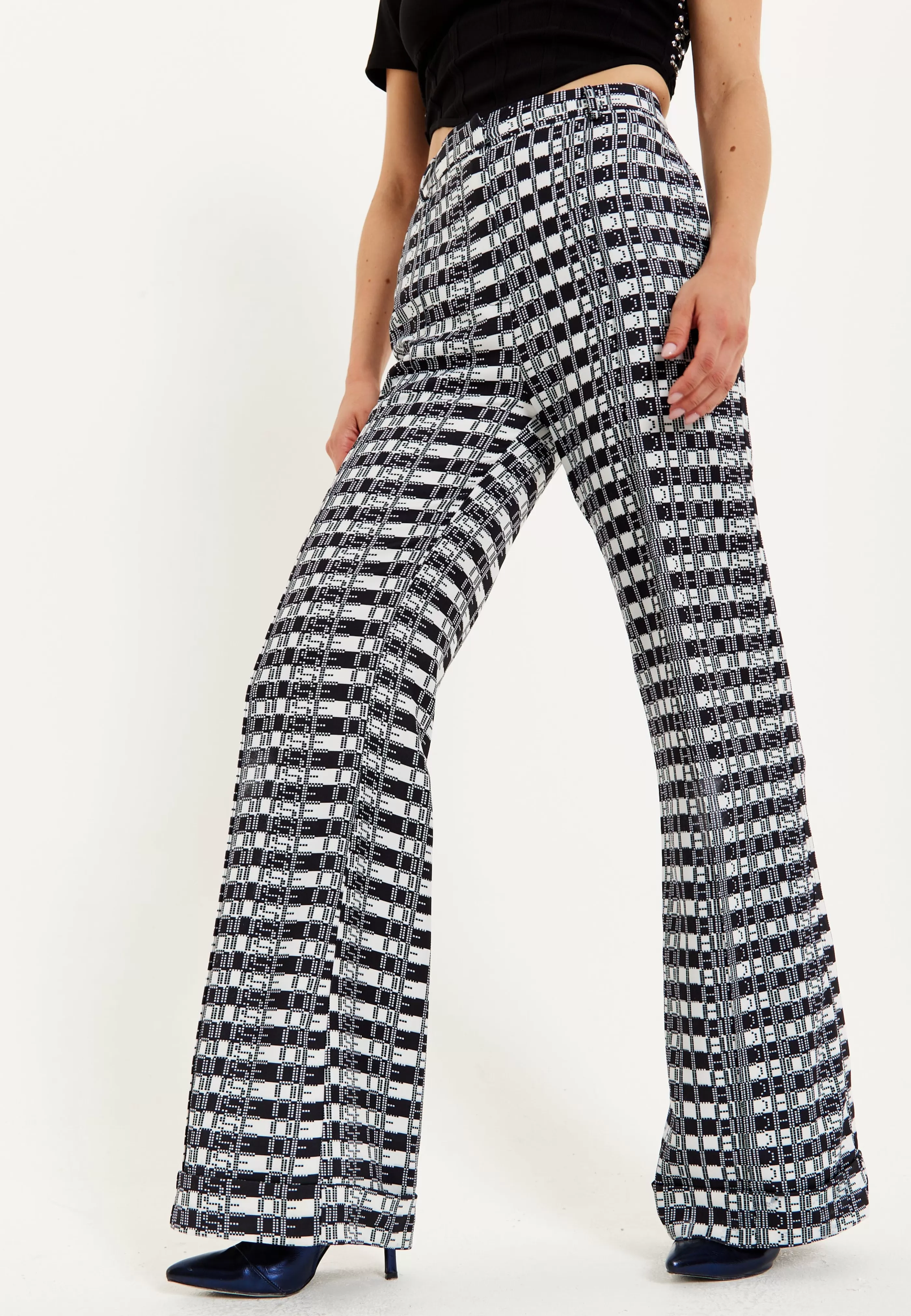 Fashion Striped And Logo Printed Trousers In And White Skirts & Trousers