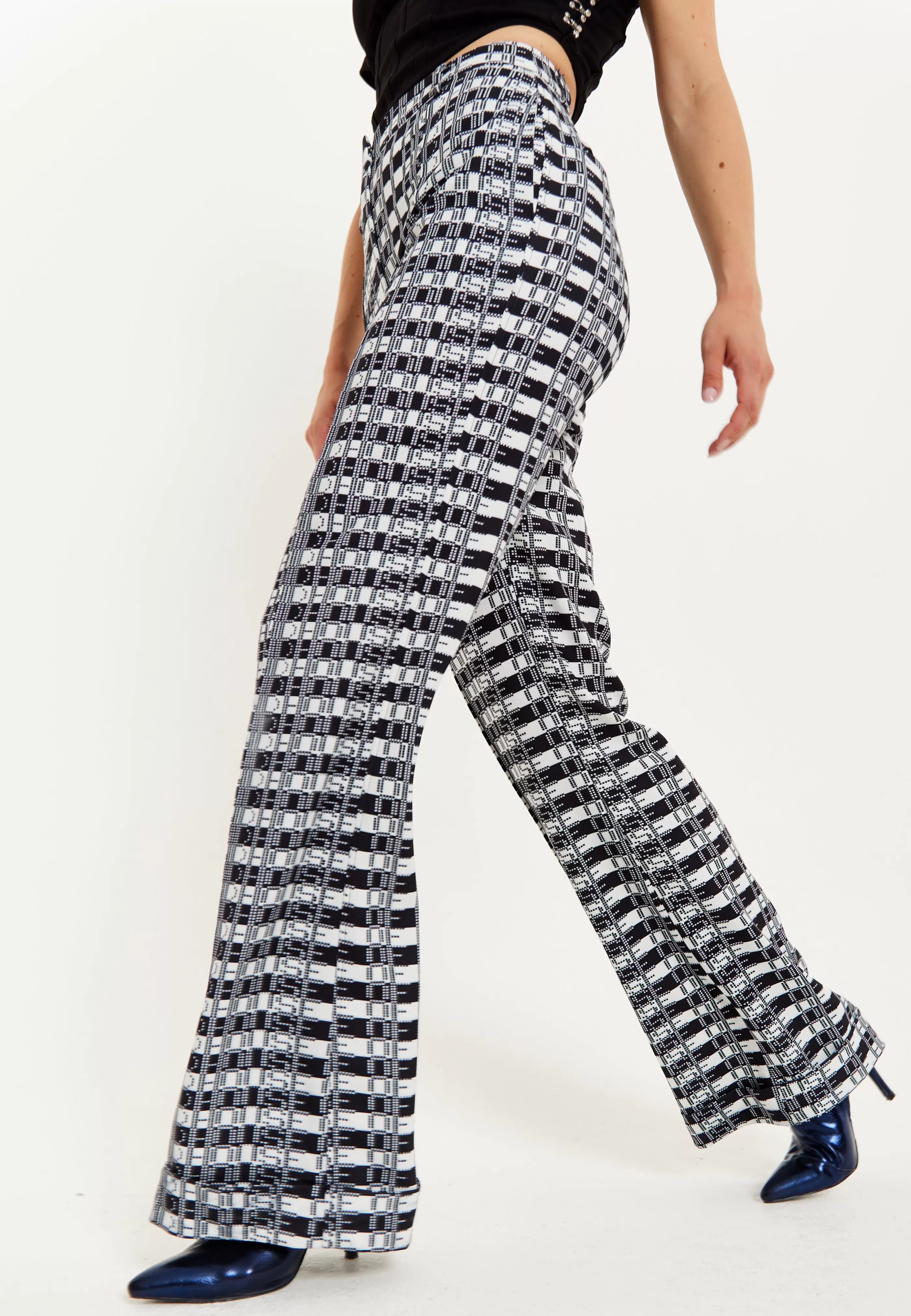 Fashion Striped And Logo Printed Trousers In And White Skirts & Trousers