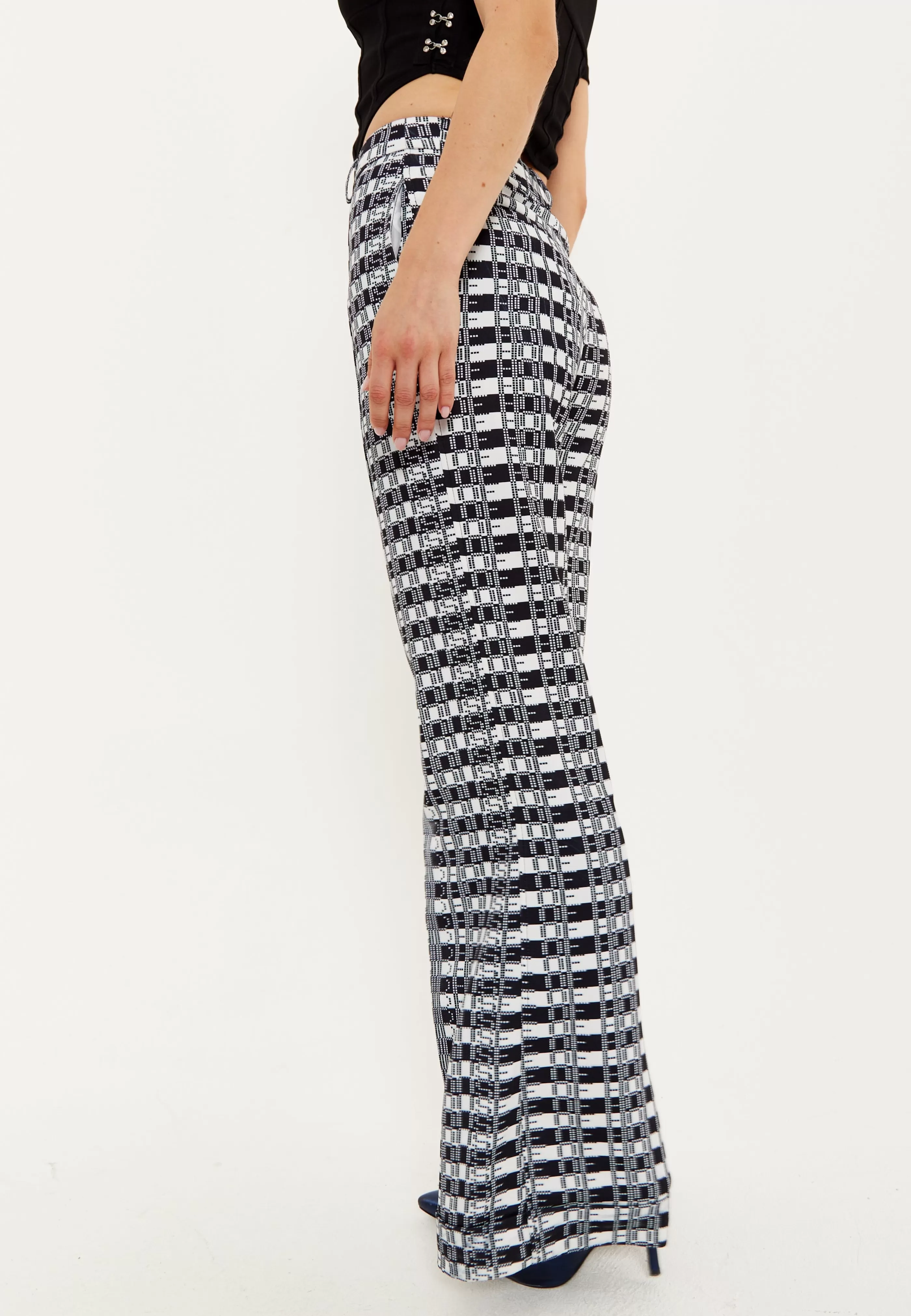 Fashion Striped And Logo Printed Trousers In And White Skirts & Trousers