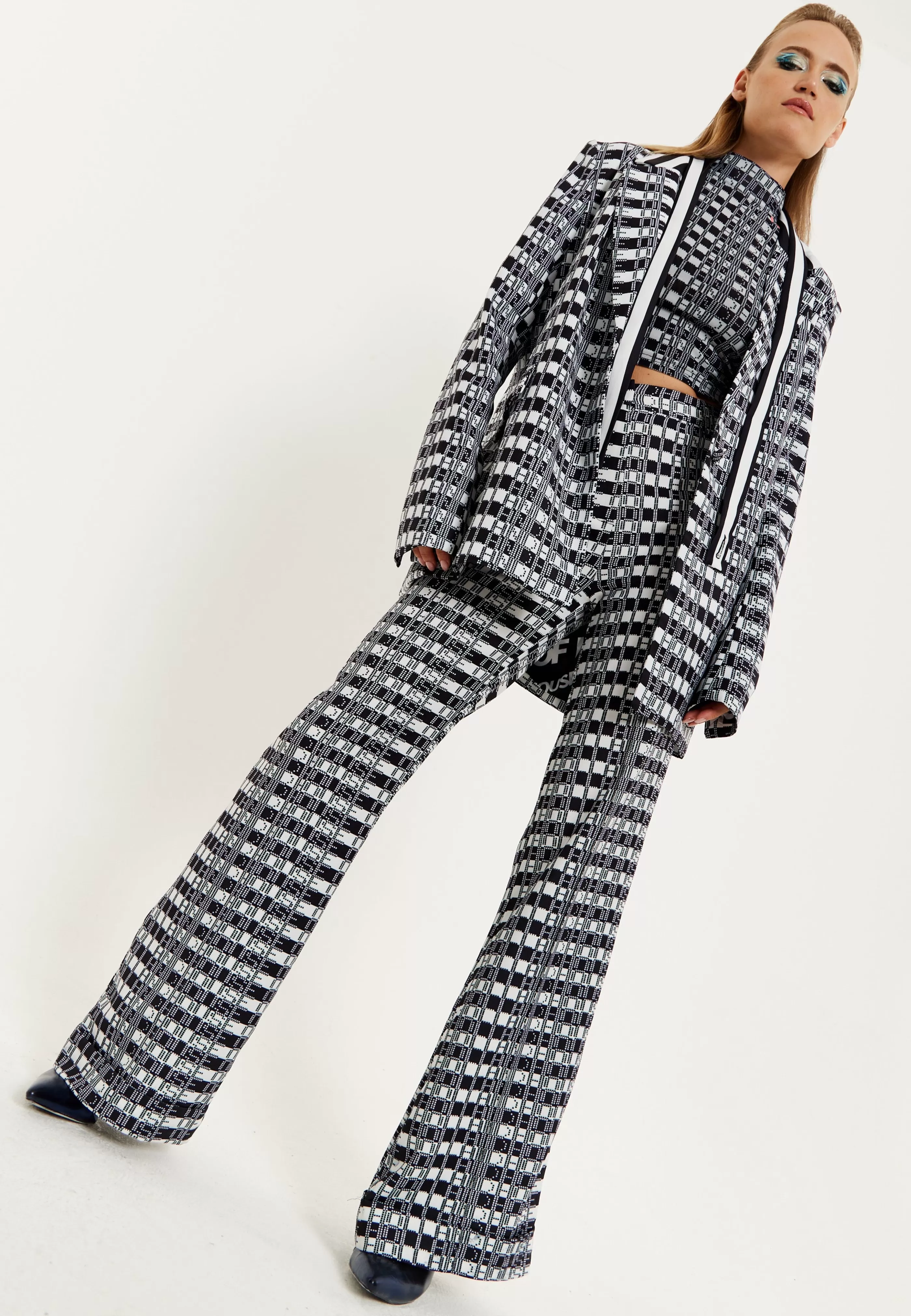 Fashion Striped And Logo Printed Trousers In And White Skirts & Trousers
