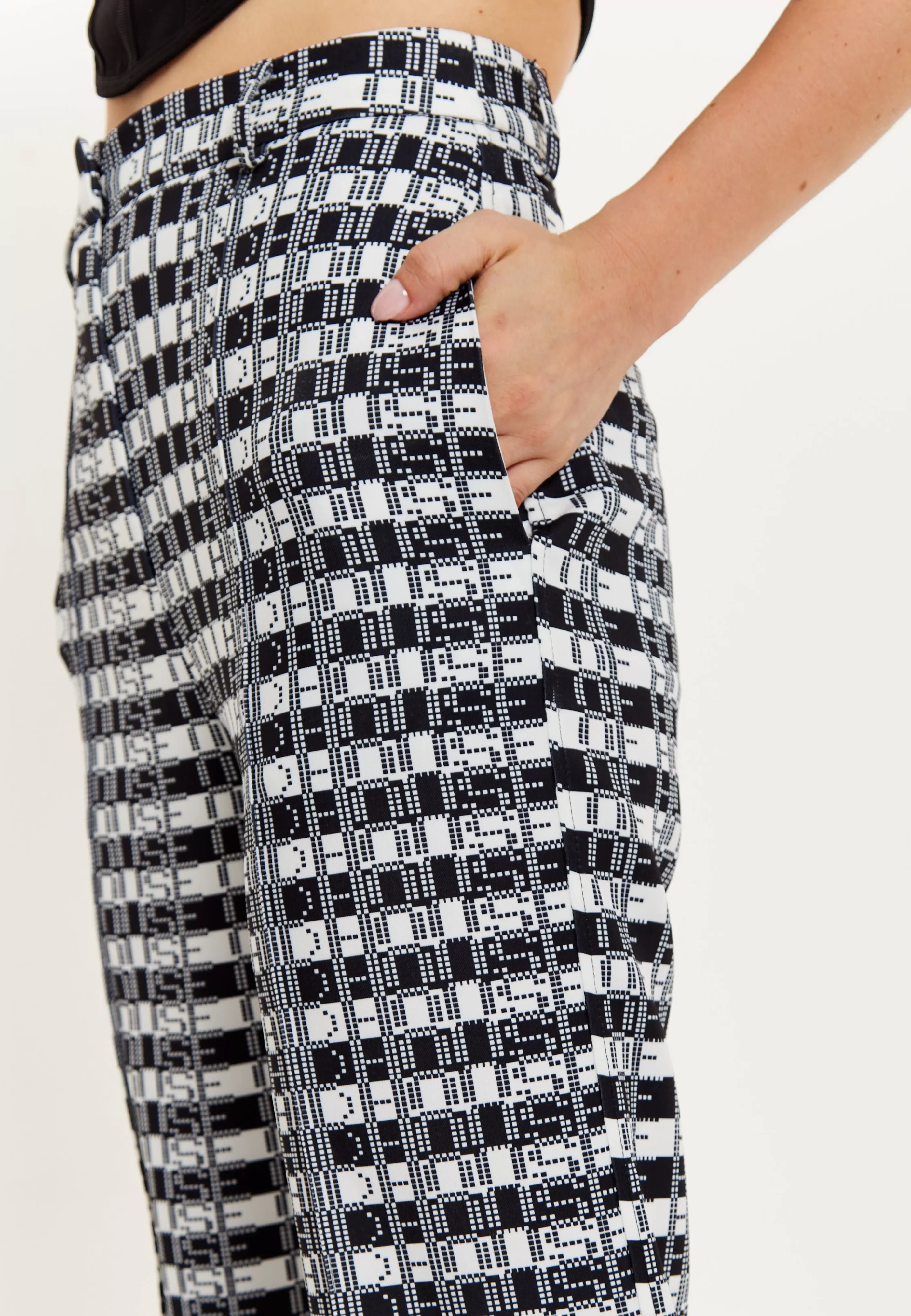Fashion Striped And Logo Printed Trousers In And White Skirts & Trousers