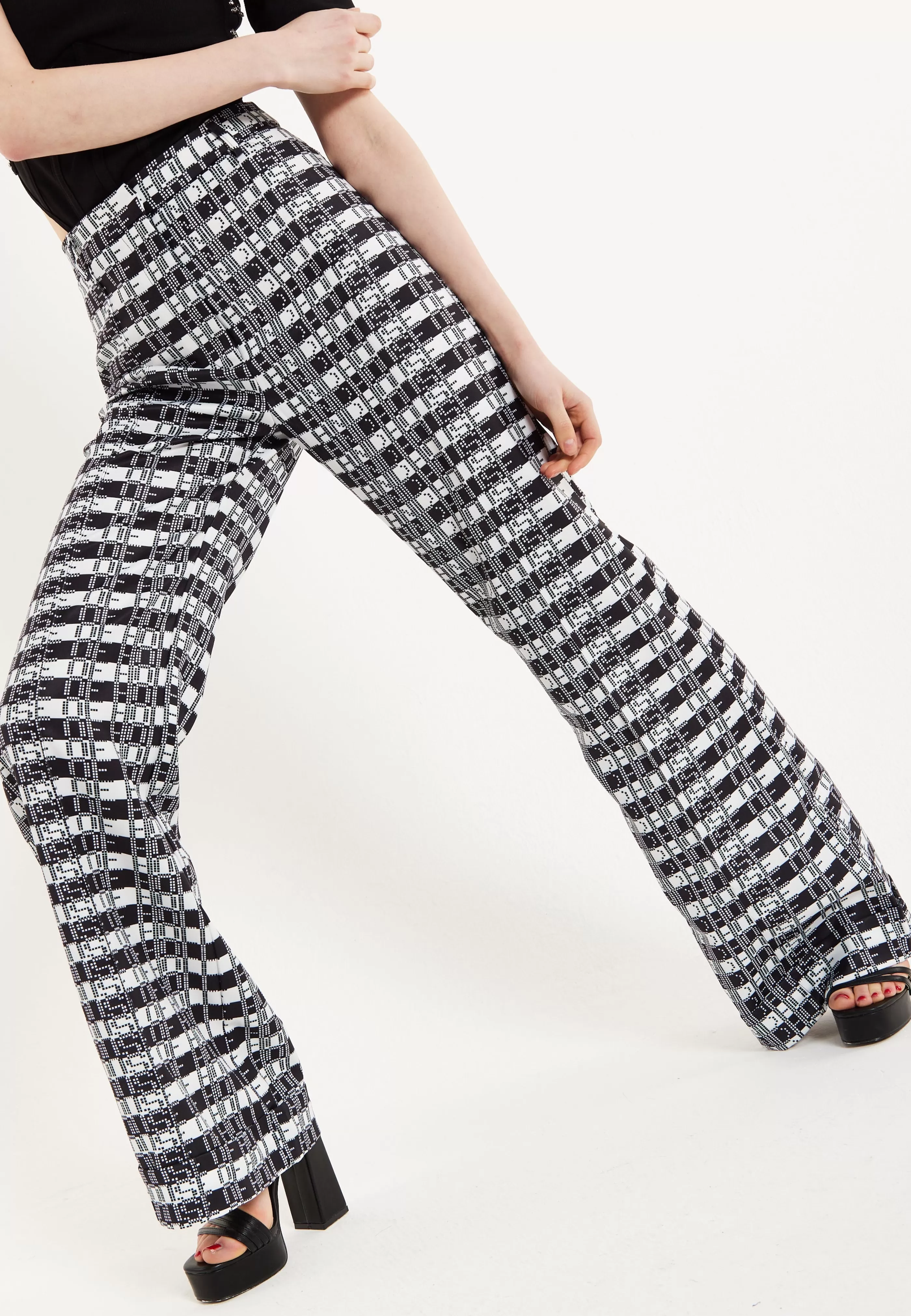 Fashion Striped And Logo Printed Trousers In And White Skirts & Trousers