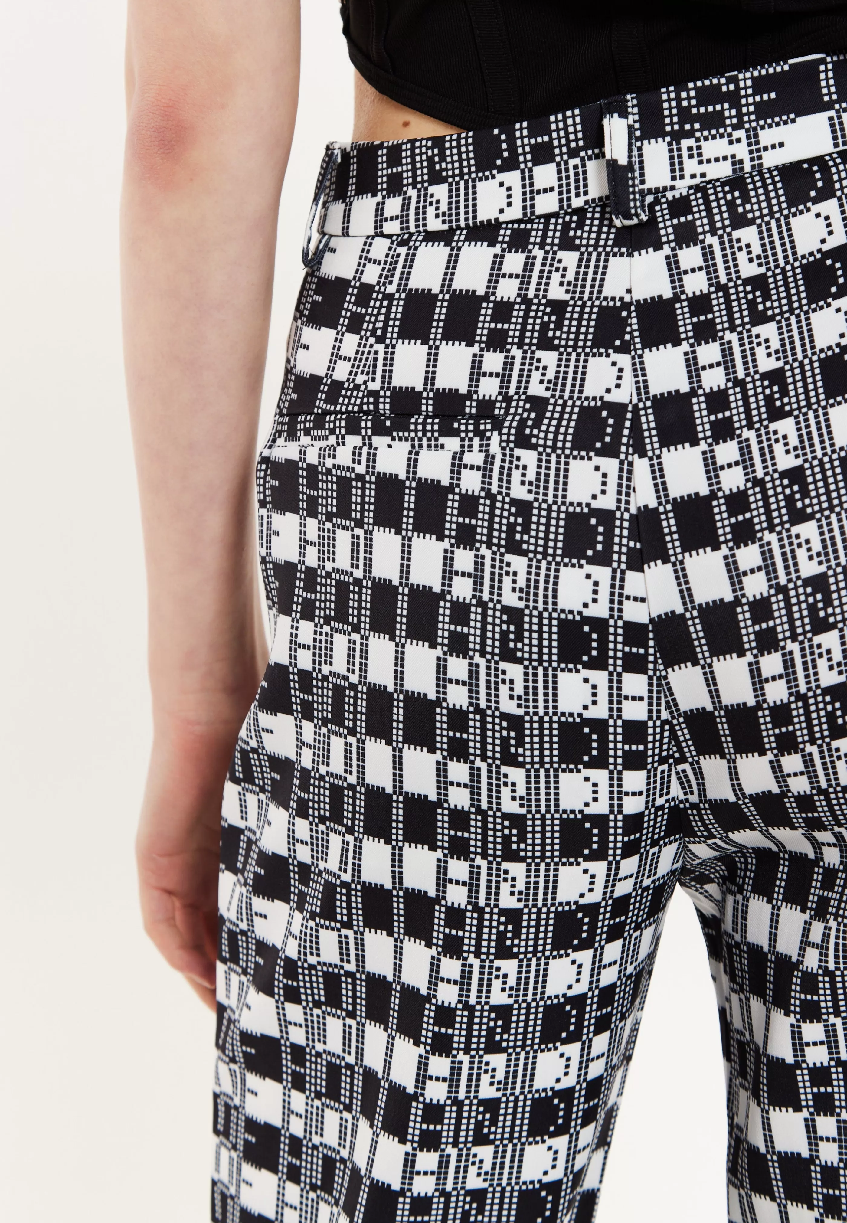Fashion Striped And Logo Printed Trousers In And White Skirts & Trousers