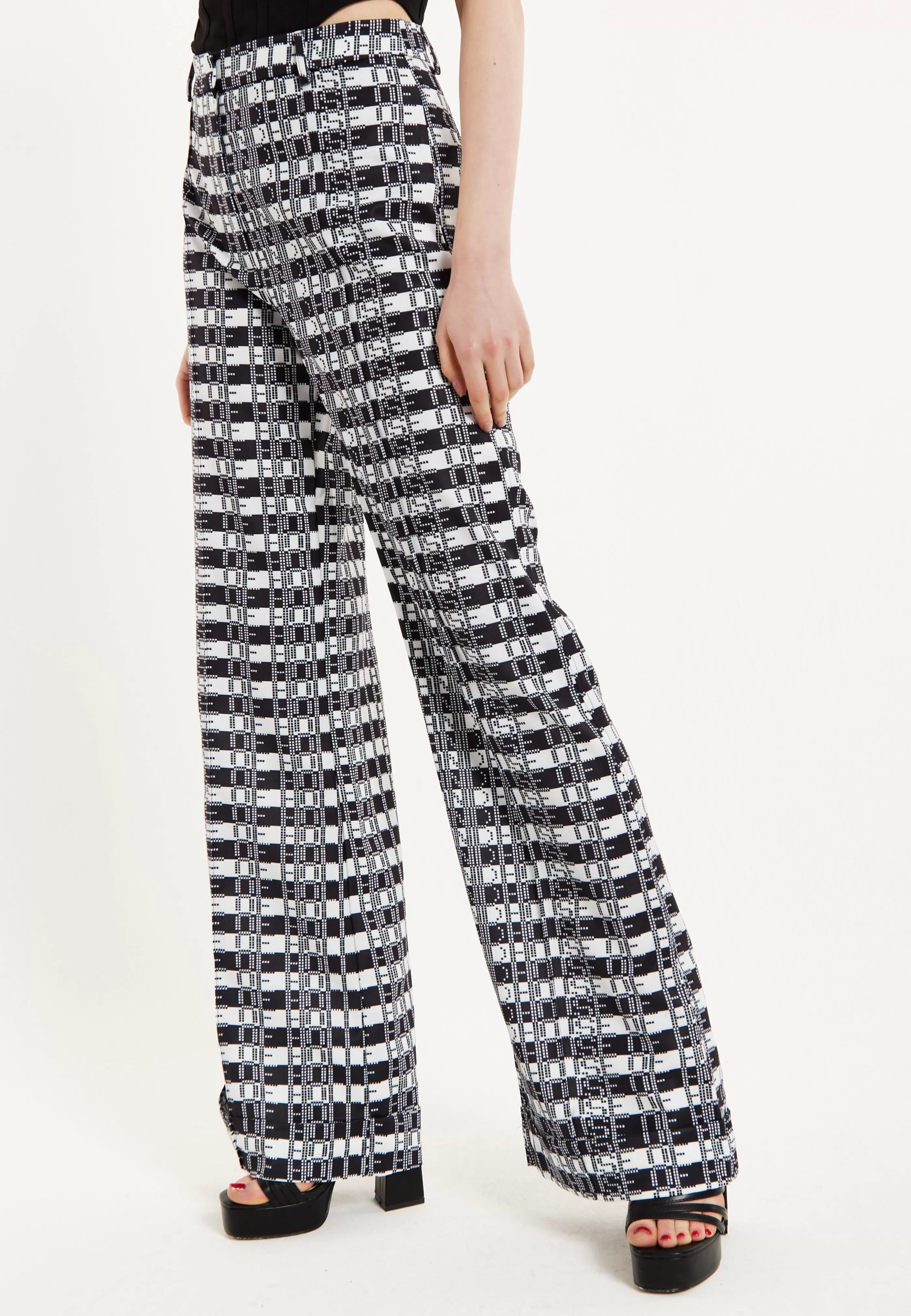 Fashion Striped And Logo Printed Trousers In And White Skirts & Trousers