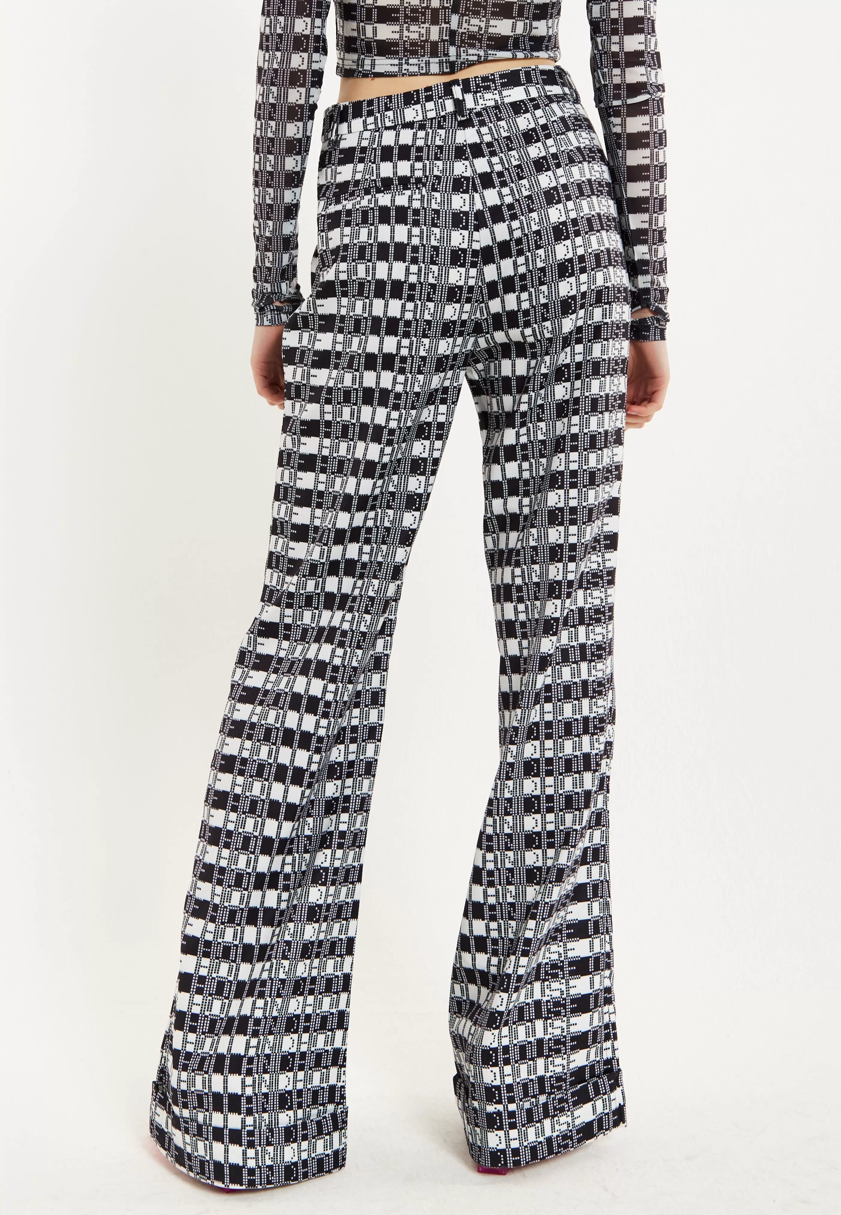 Fashion Striped And Logo Printed Trousers In And White Skirts & Trousers
