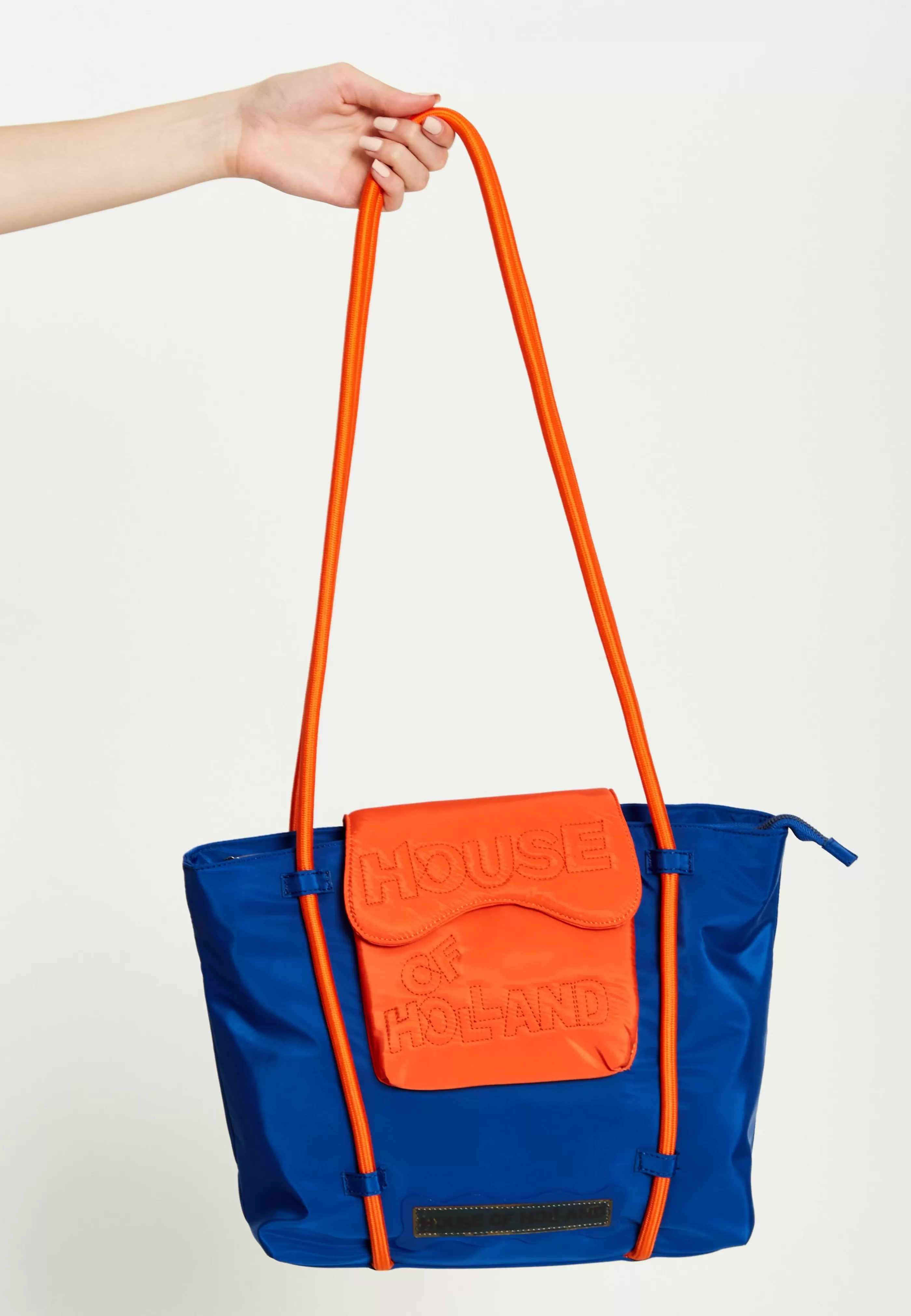 Shop Tote Bag With Quilted Logo In Orange And Royal Bags and Wallets | Bags and Wallets